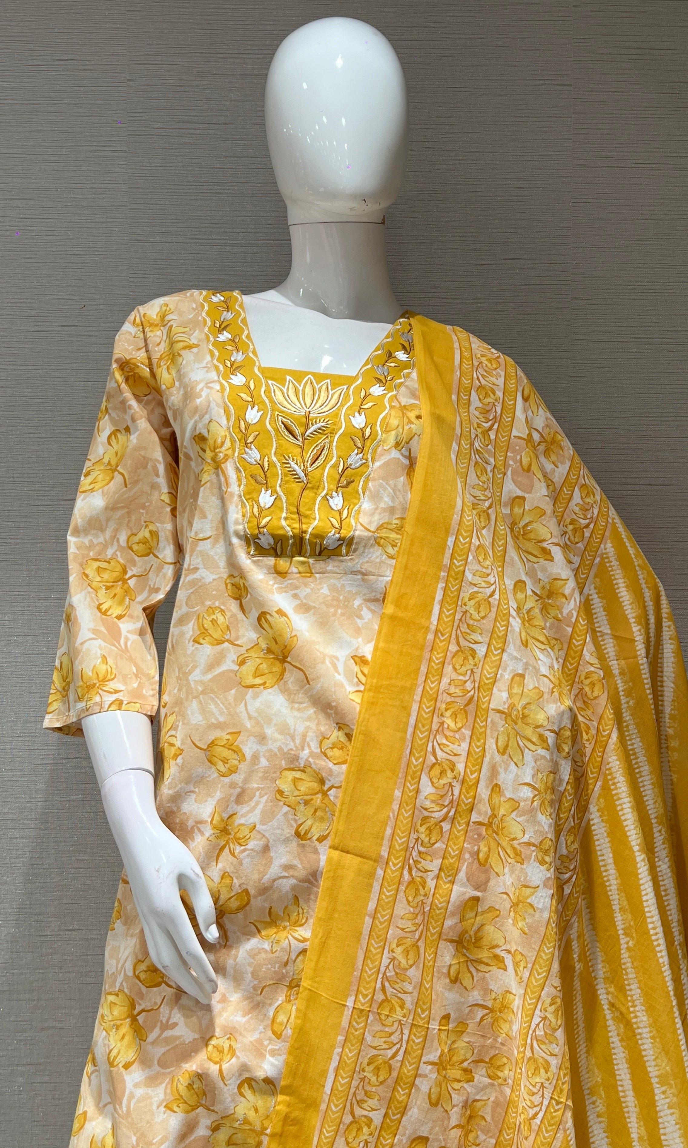 Yellow FLORAL PRINT kurta set