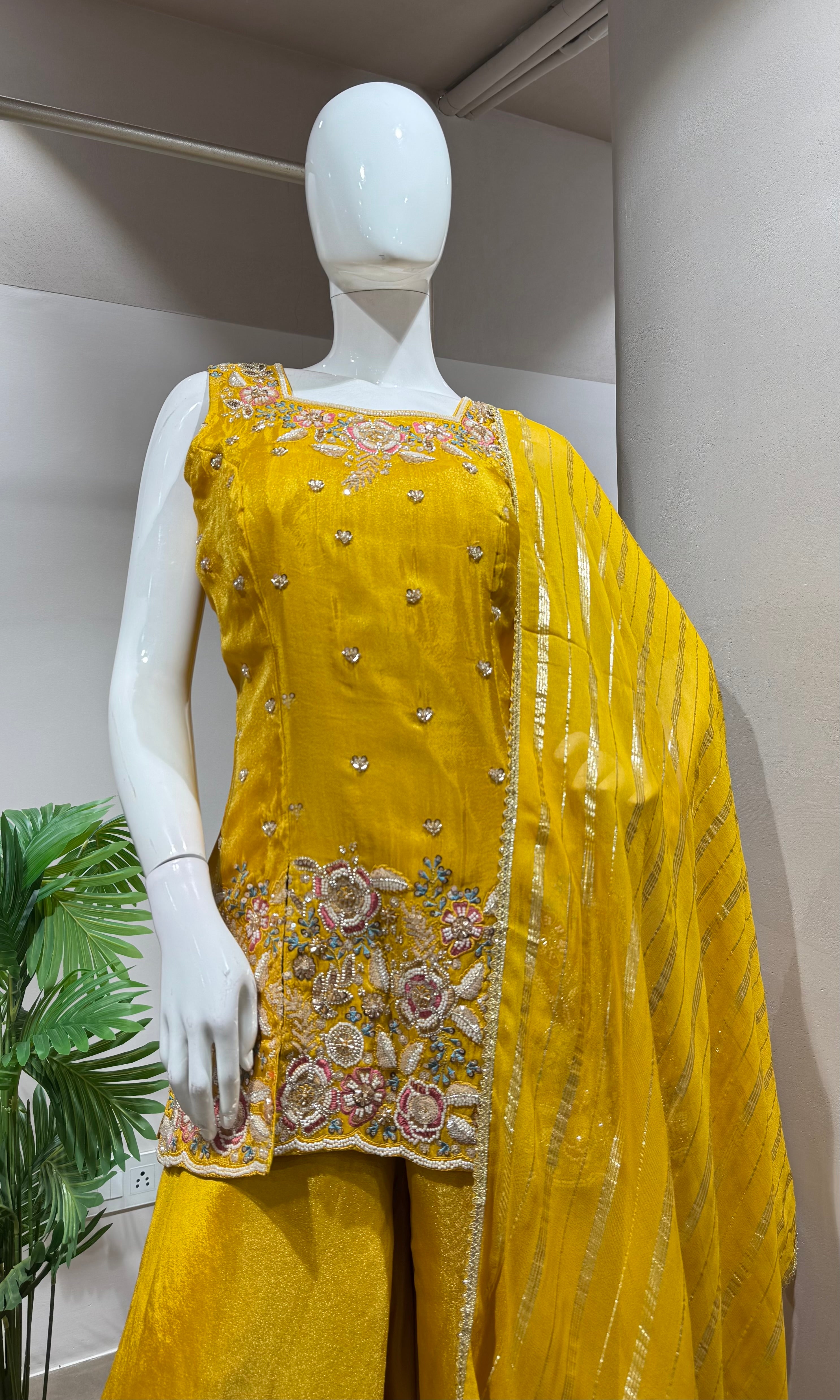 YELLOW GOLDEN GLOW SHARARA SET