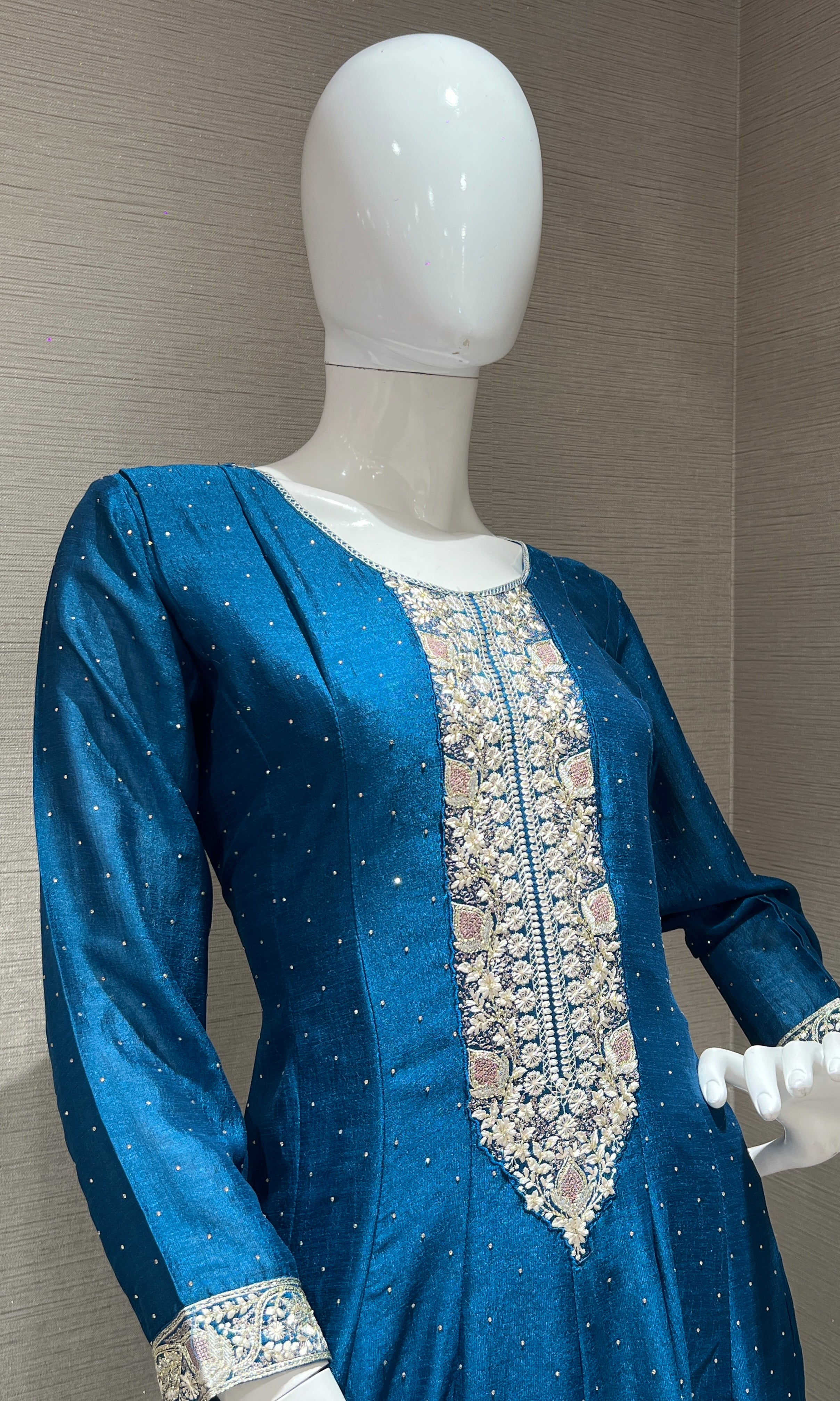 Blue Graceful Anarkali Kurta Set with Dupatta