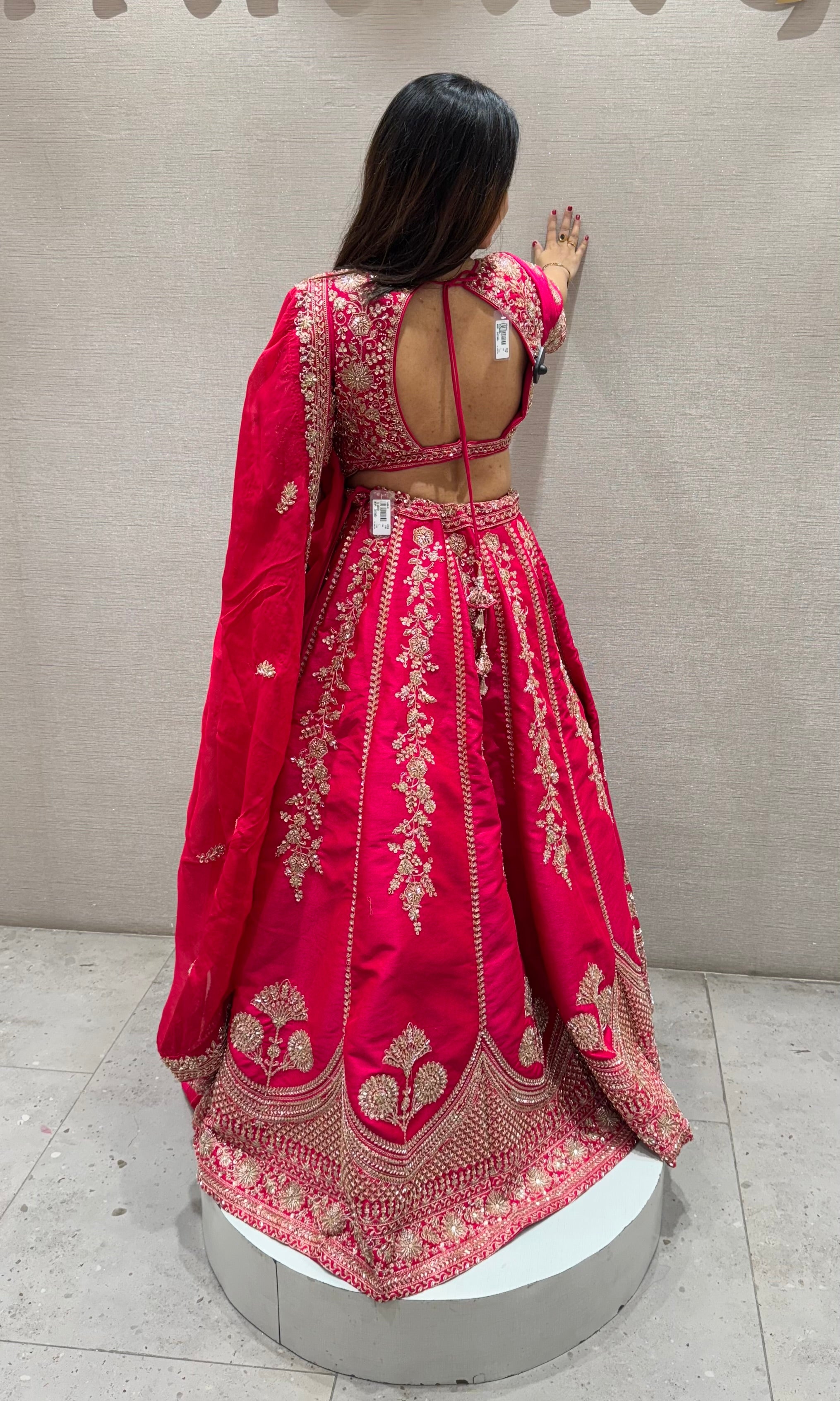 Rani pink FLORAL EMBROIDERED Lehenga