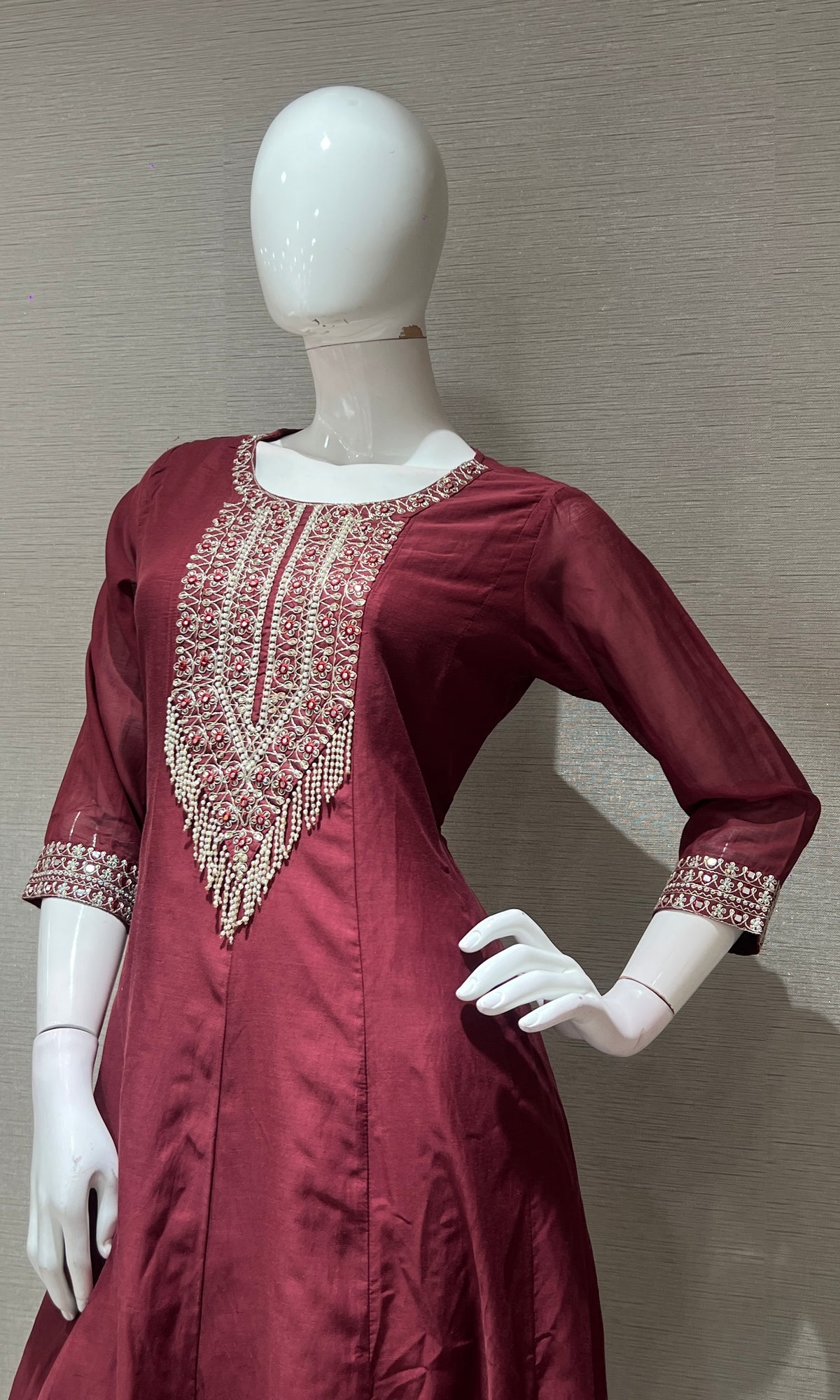 Maroon Anarkali KURTA SET