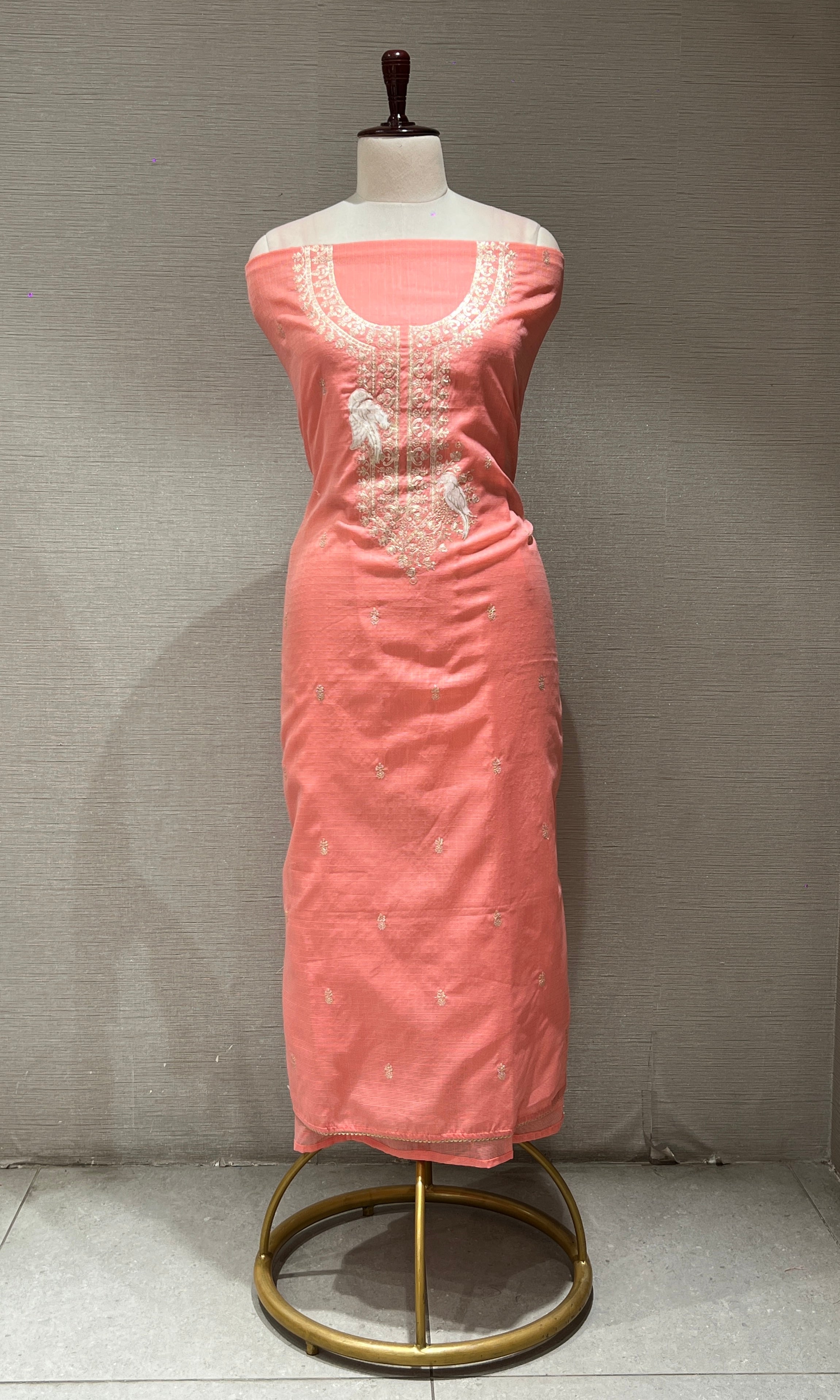 Peach GOLDEN ETHNIC dress material