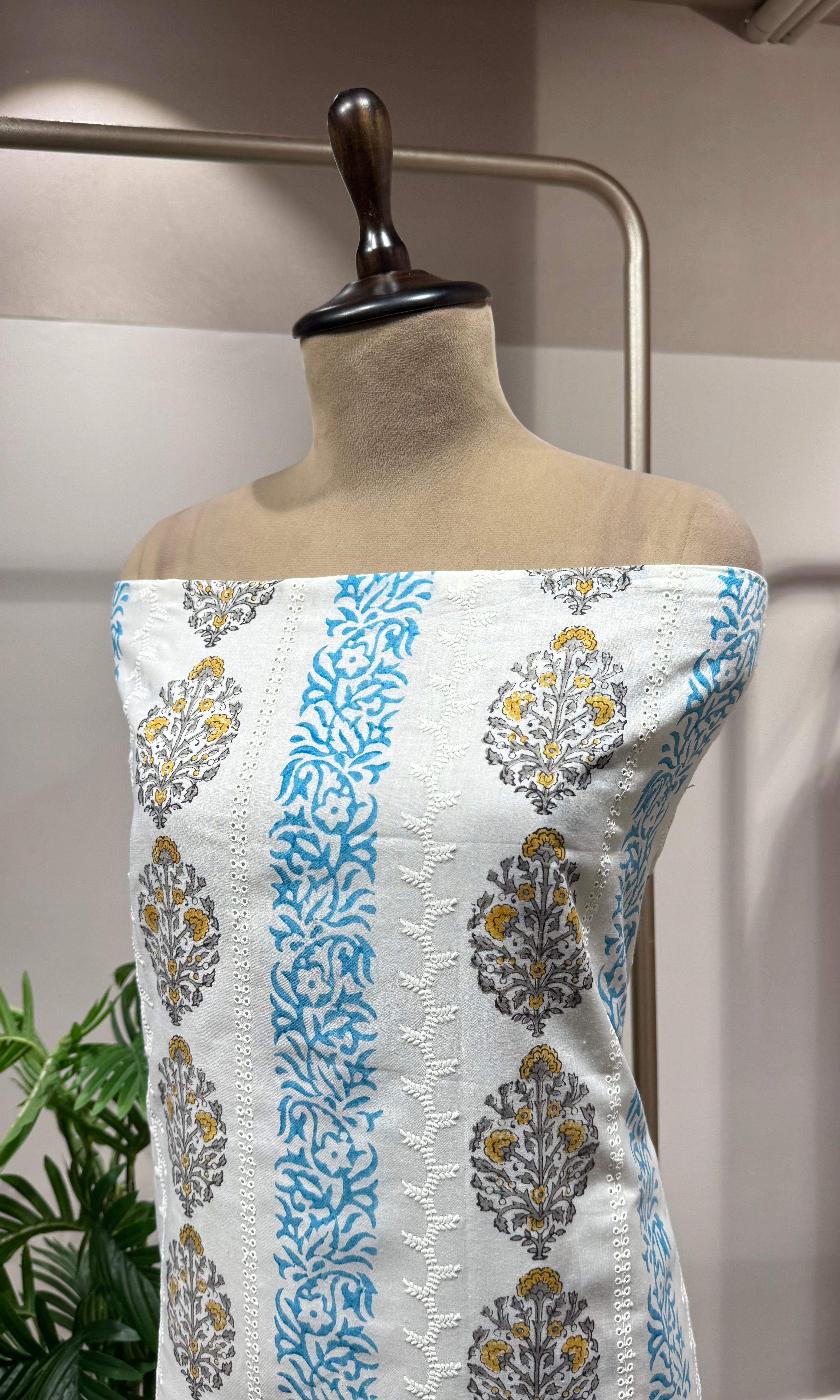 Blue Floral Printed DRESS MATERIAL