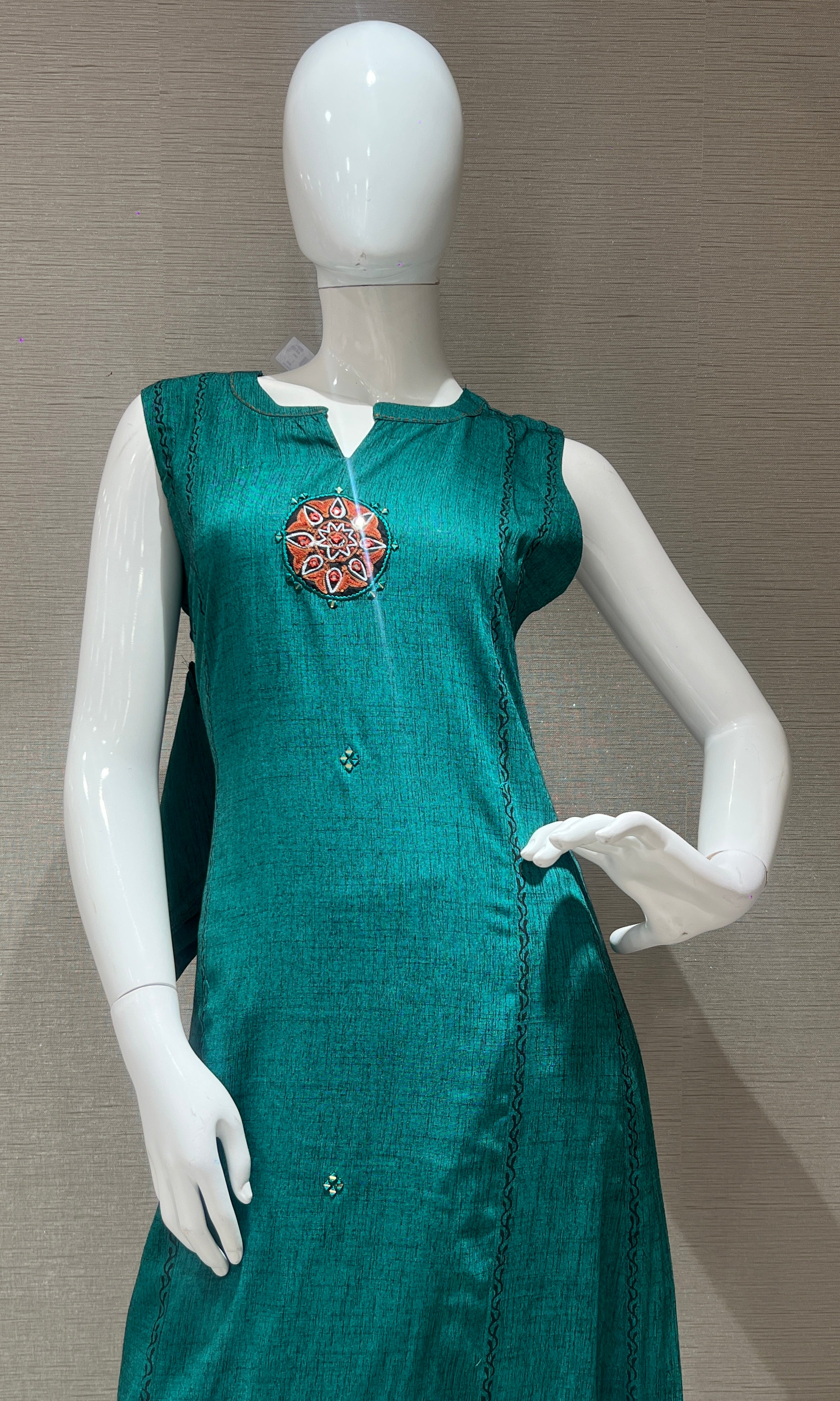 Coral blue kurti top with bottom