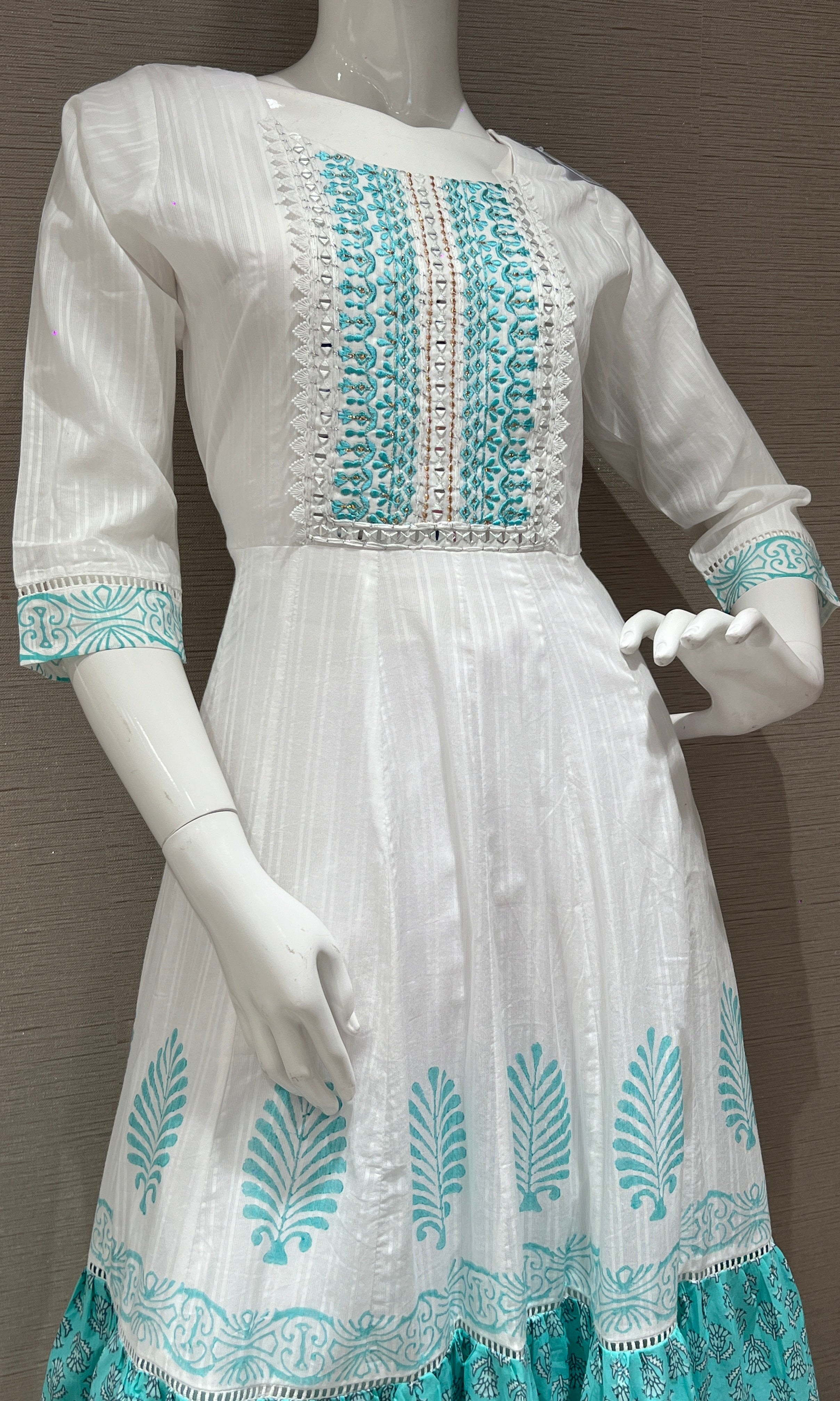 Green Anarkali frock with straight pant k222