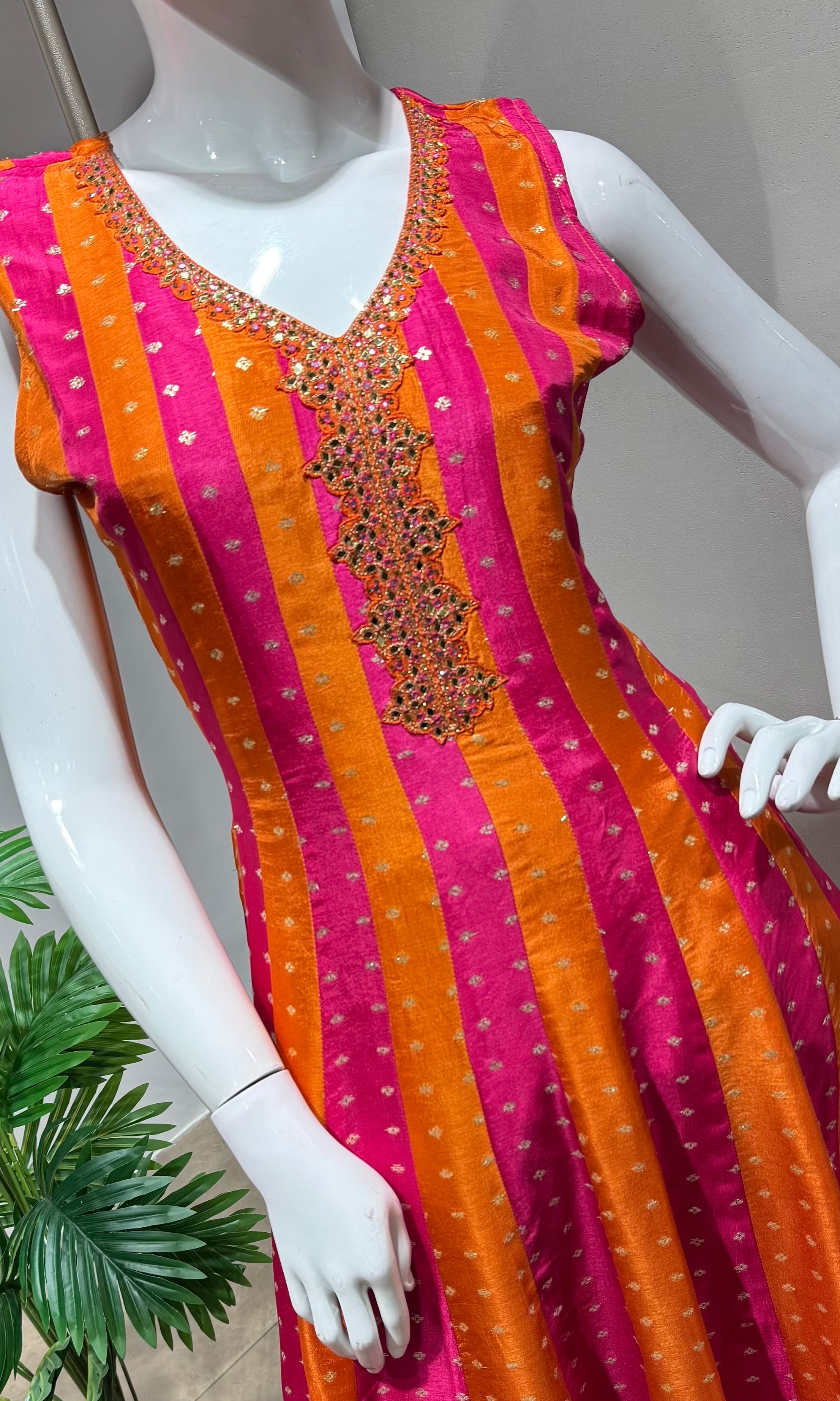Orange & Pink anarakali dress