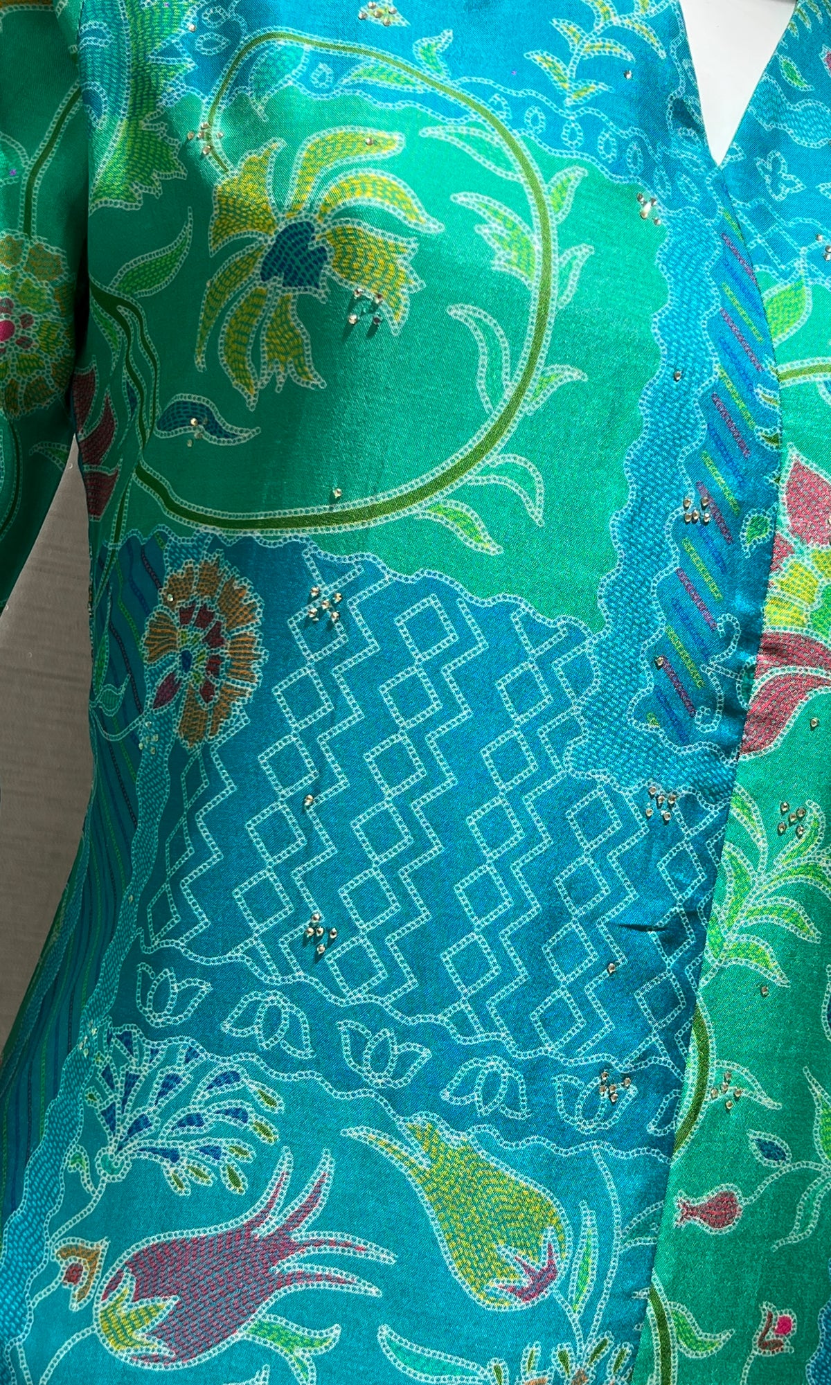 green printed kurti top