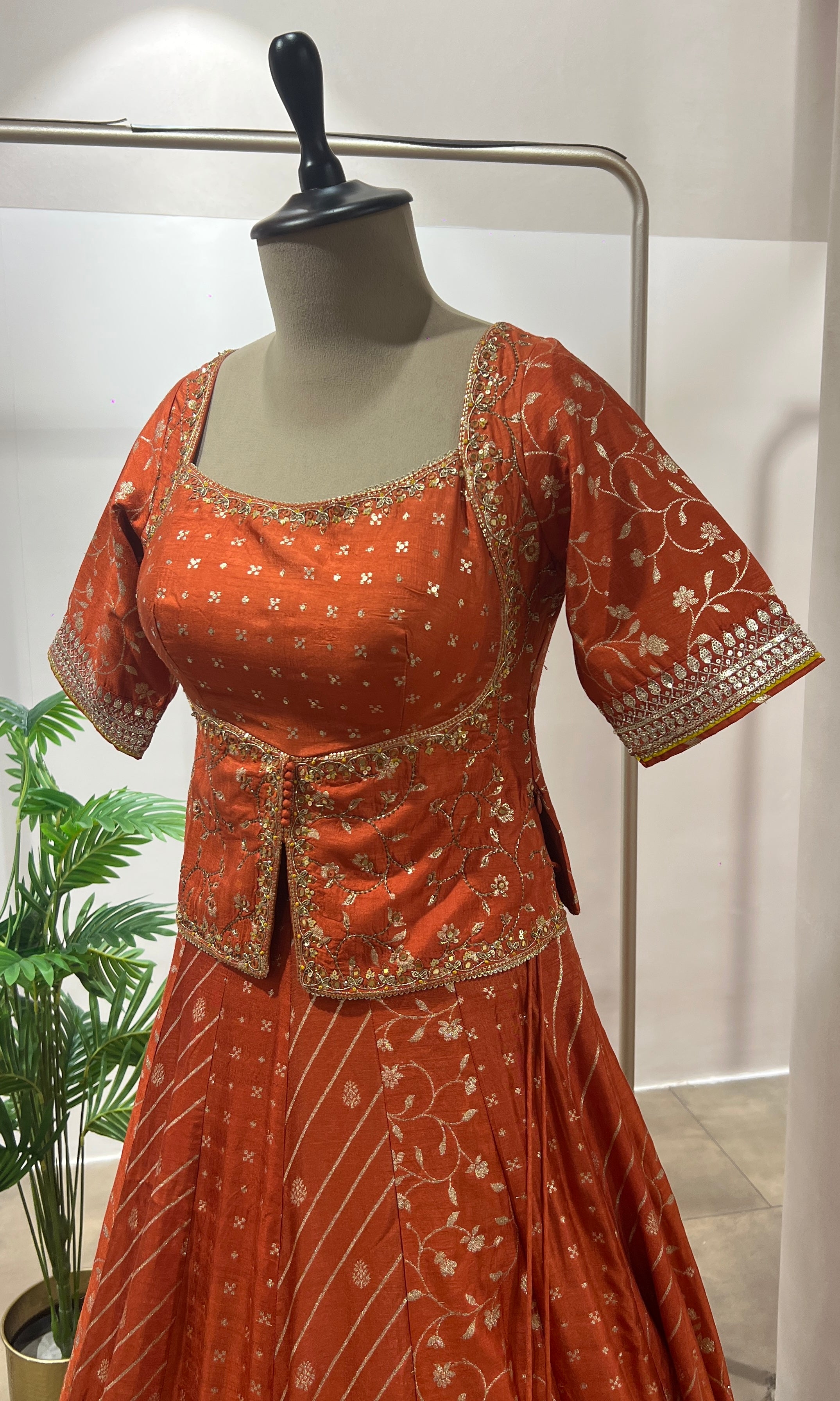 Rust INTRICATE GOLD EMBROIDERED LEHENGA