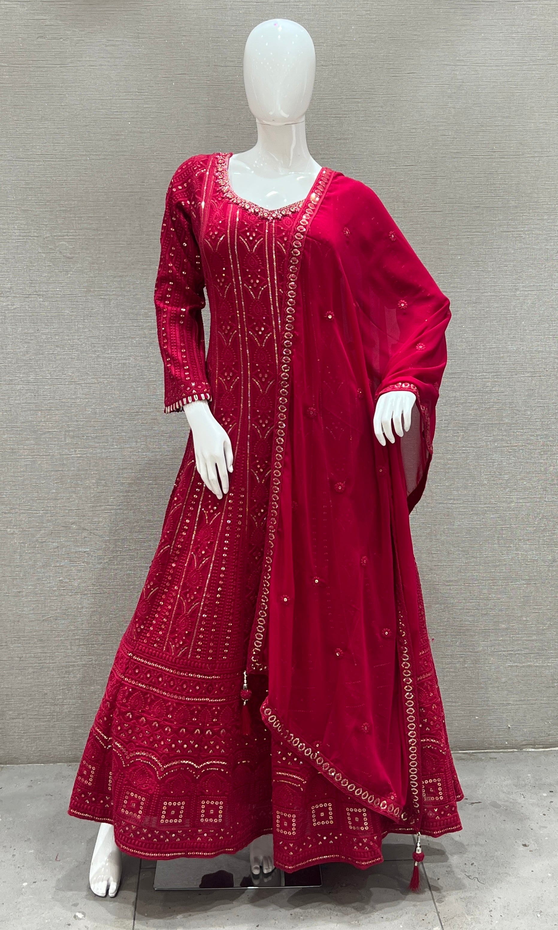 Rani pink Long dress with duppatta