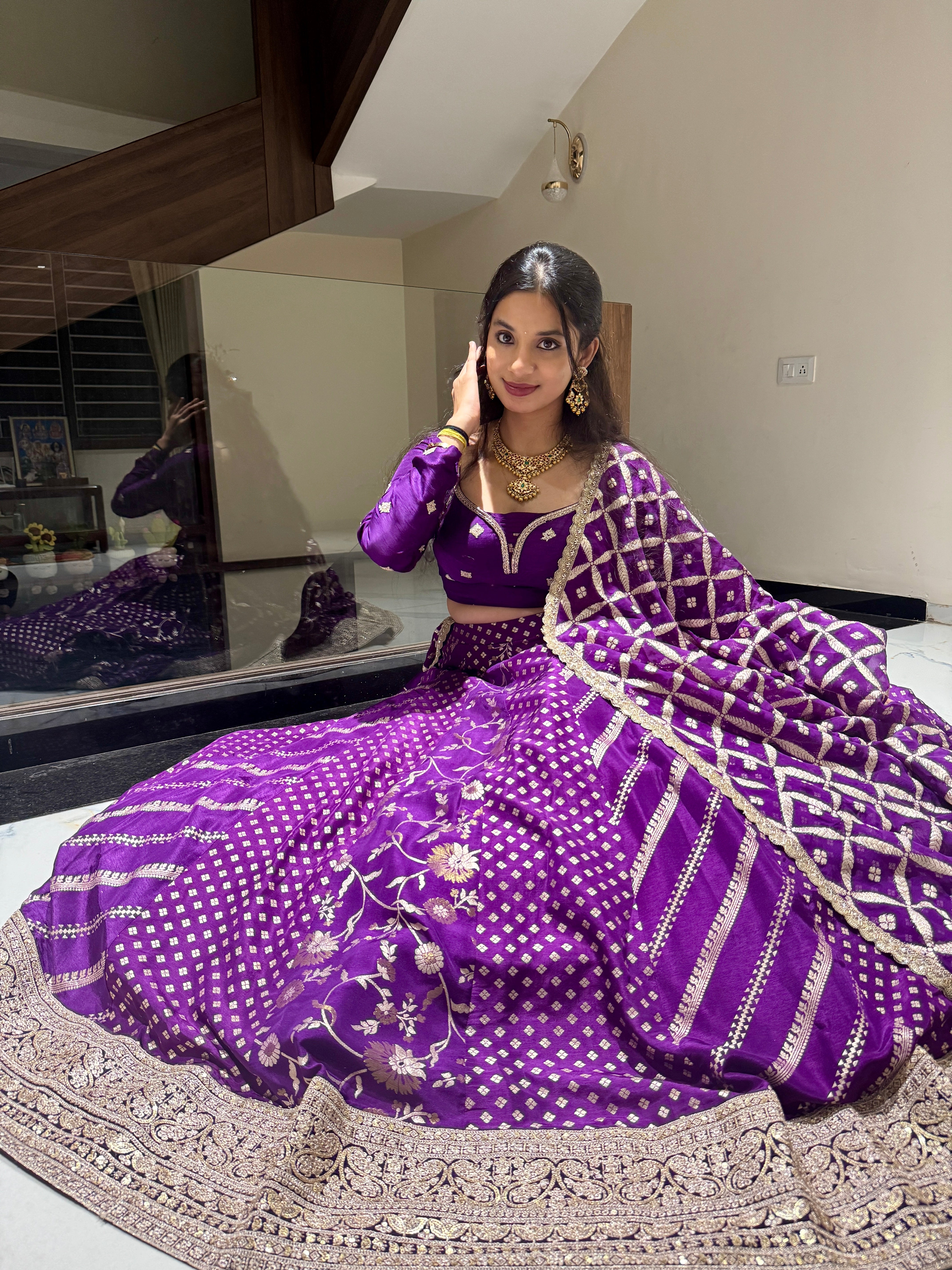 Purple Banarasi Lehenga