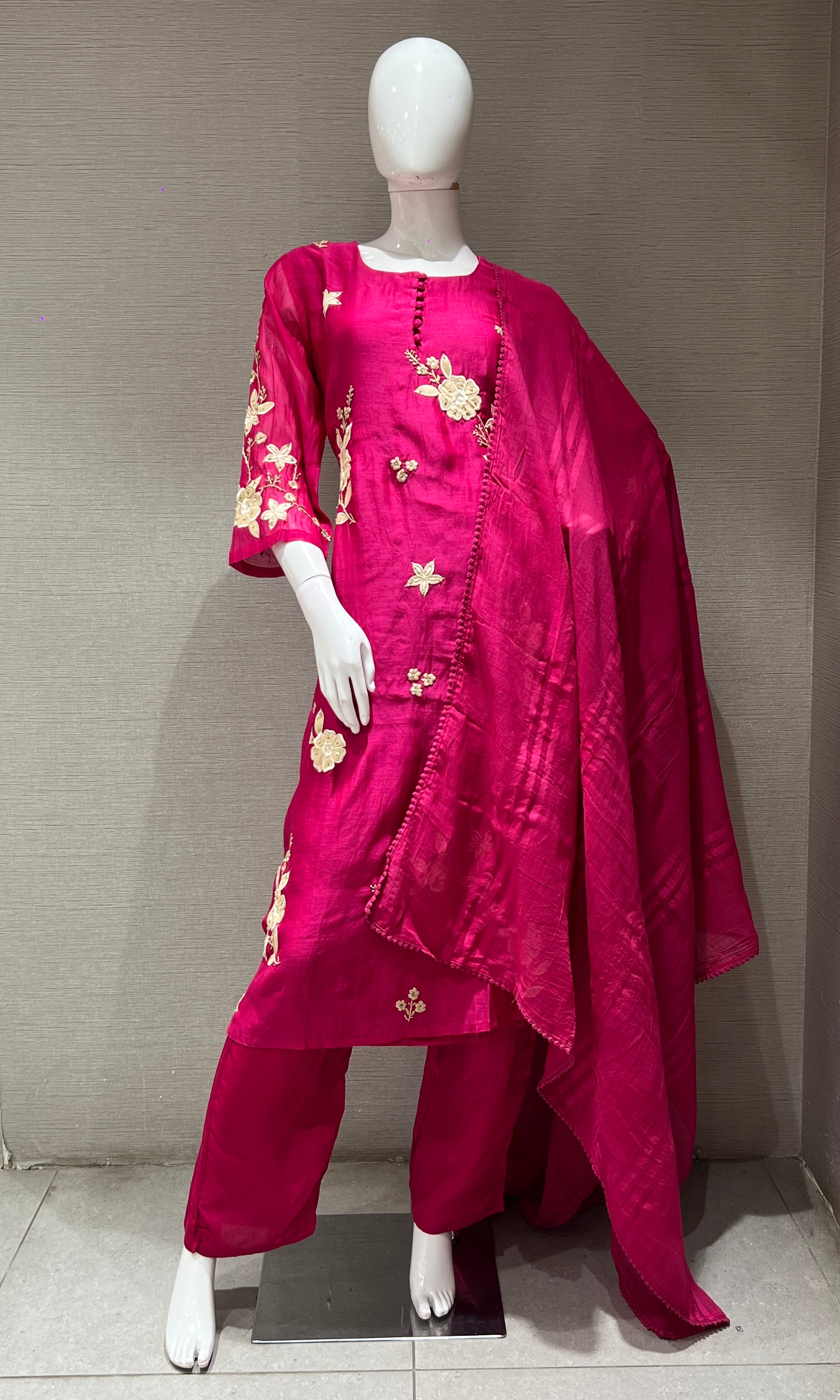 Rani PINK FLORAL MOTIF KURTA SET