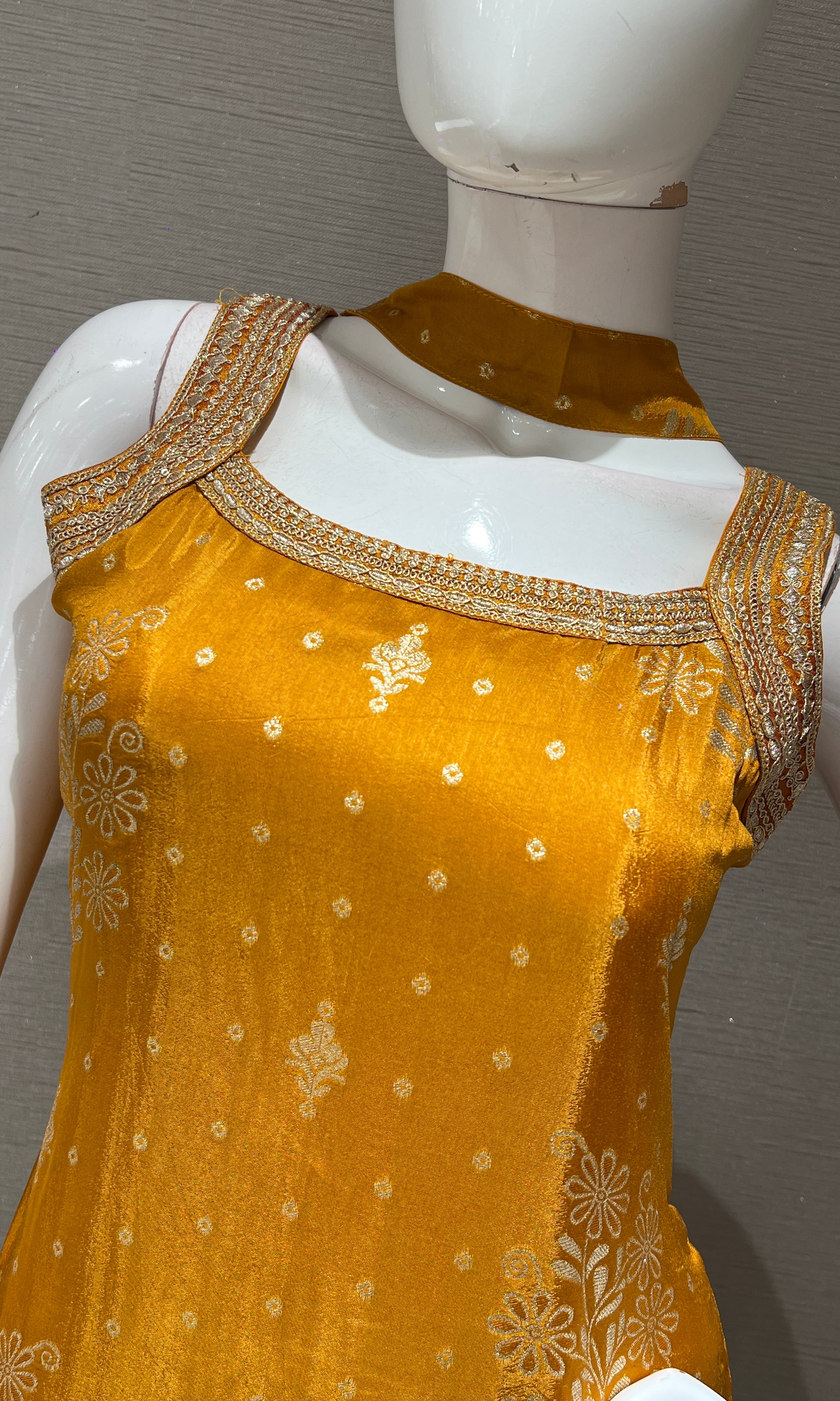 MUSTARD GOLD EMBROIDERED SHARARA SET