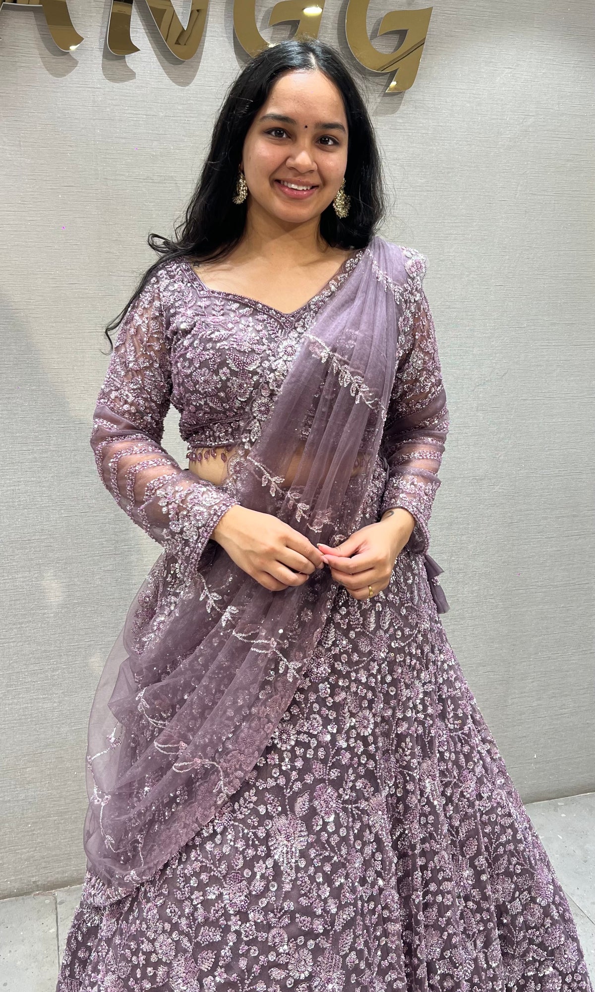 Lilac Floral Embellished Lehenga Set