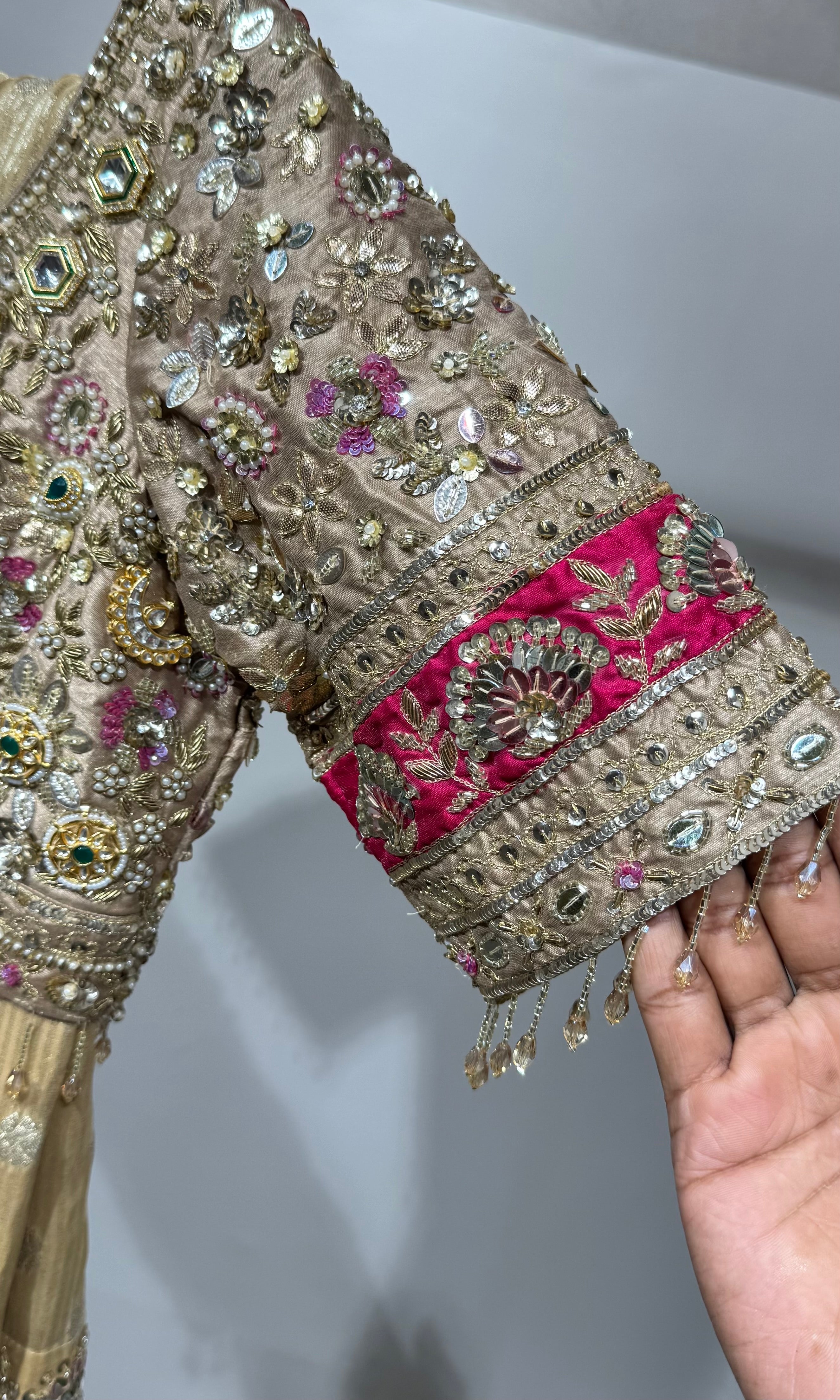 Golden Tissue Saree with Embellished Blouse