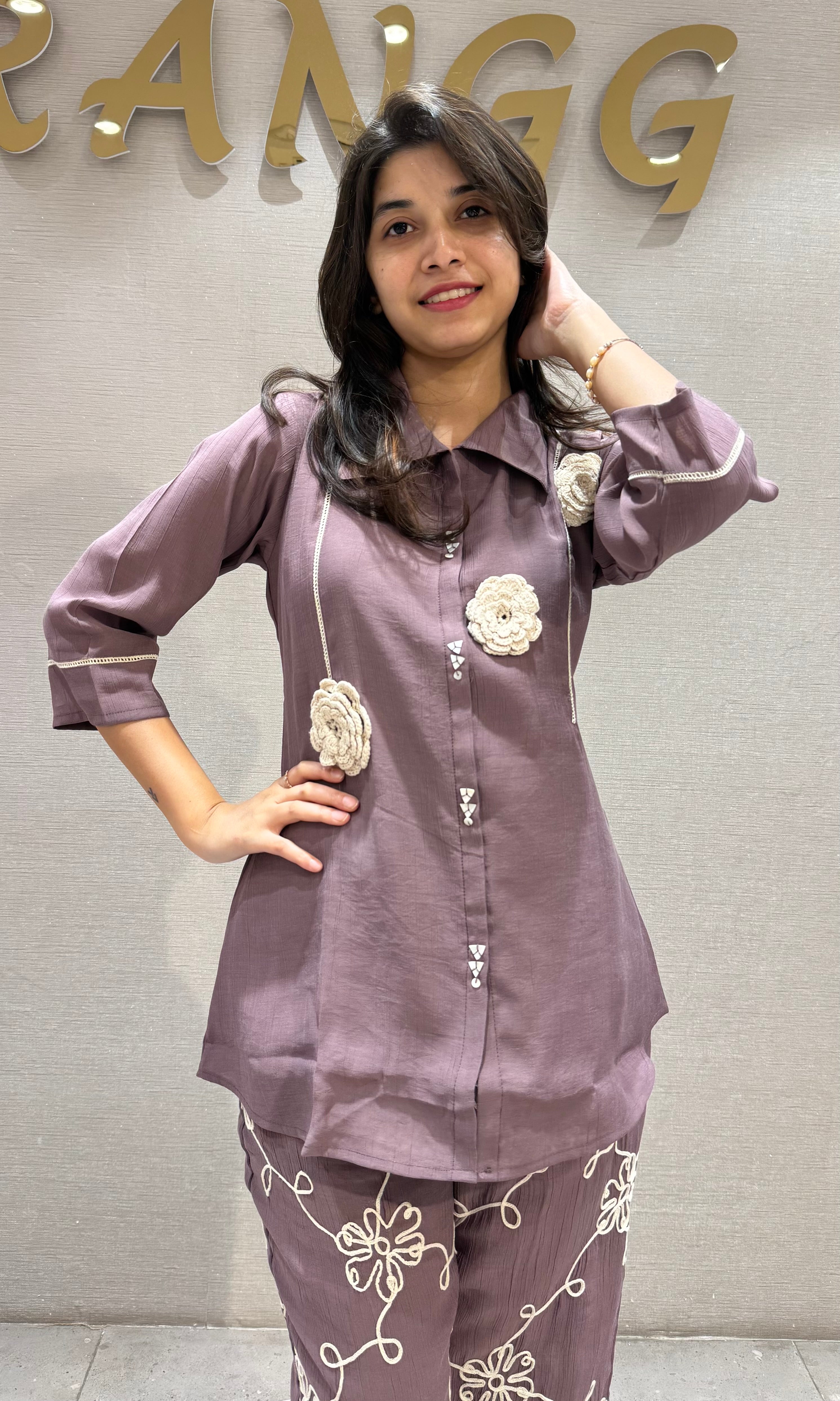 Mauve Blossom Shirt cord set