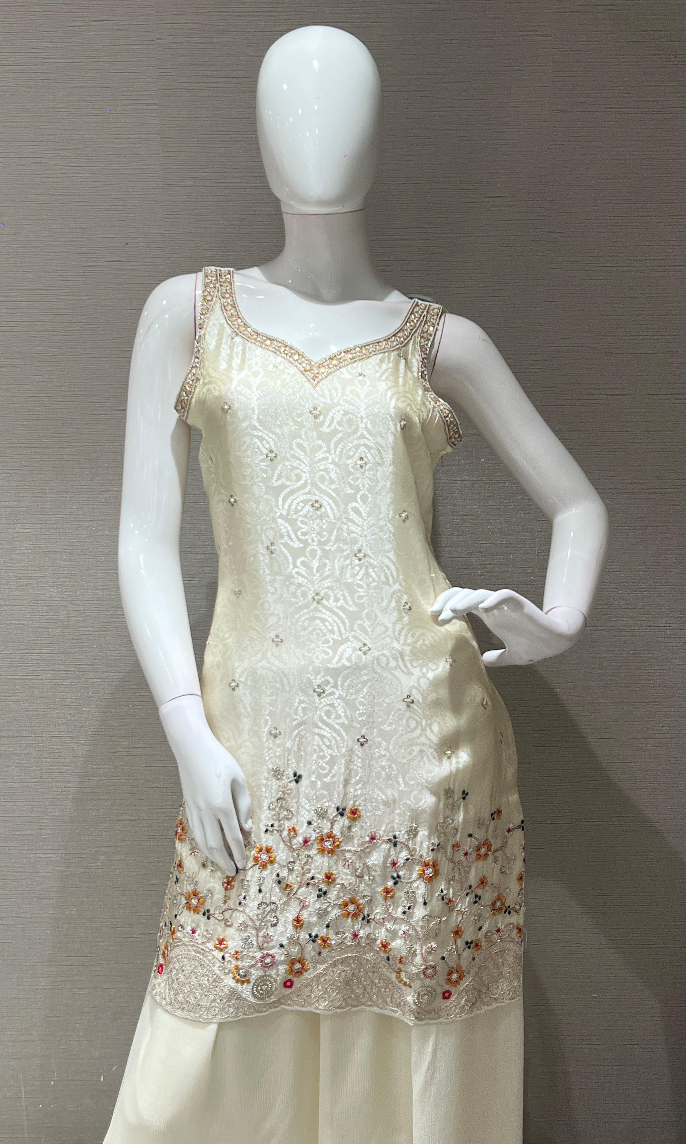 Cream EMBROIDERED SHARARA SET