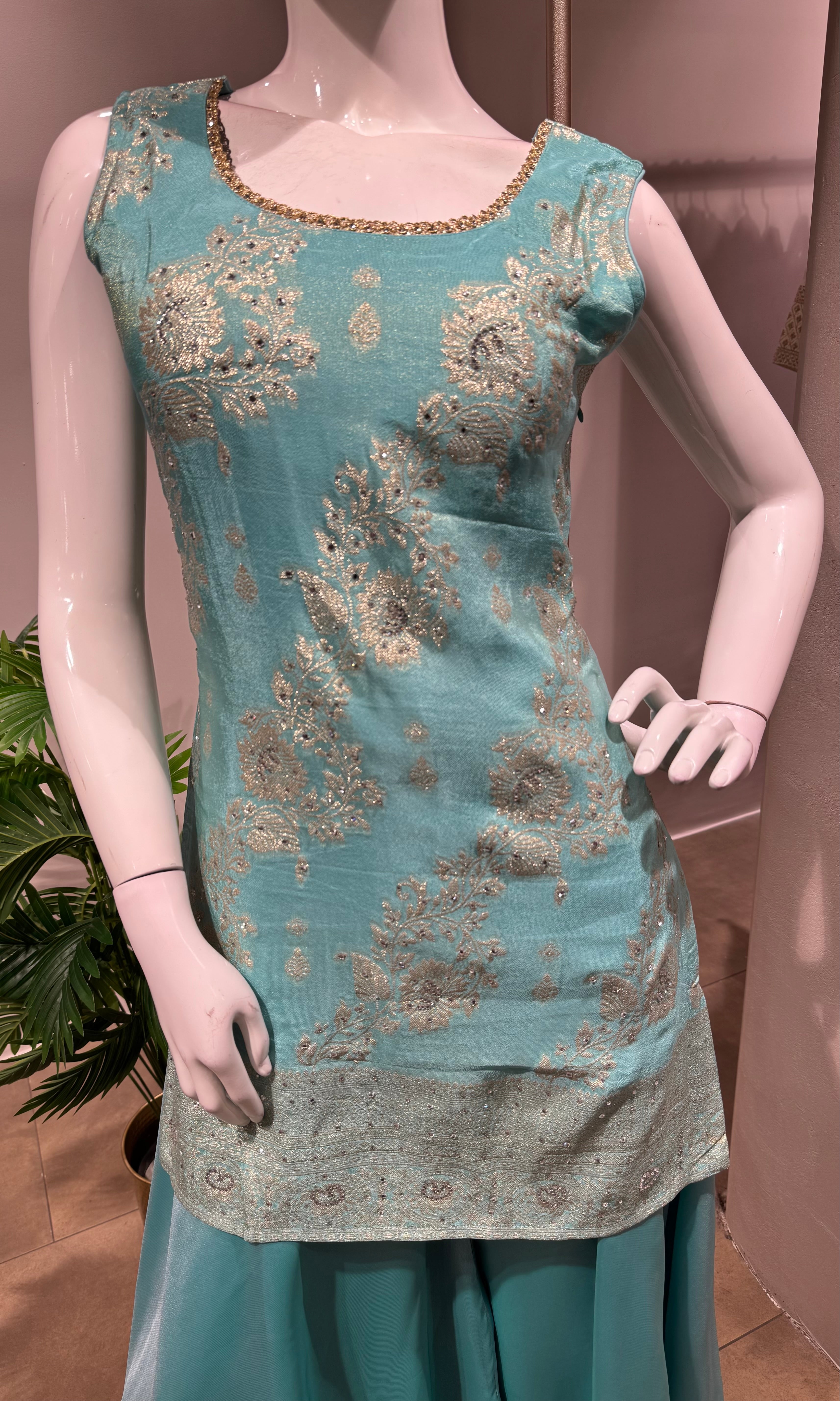 BLUE Embroidered Kurta & Sharara Set