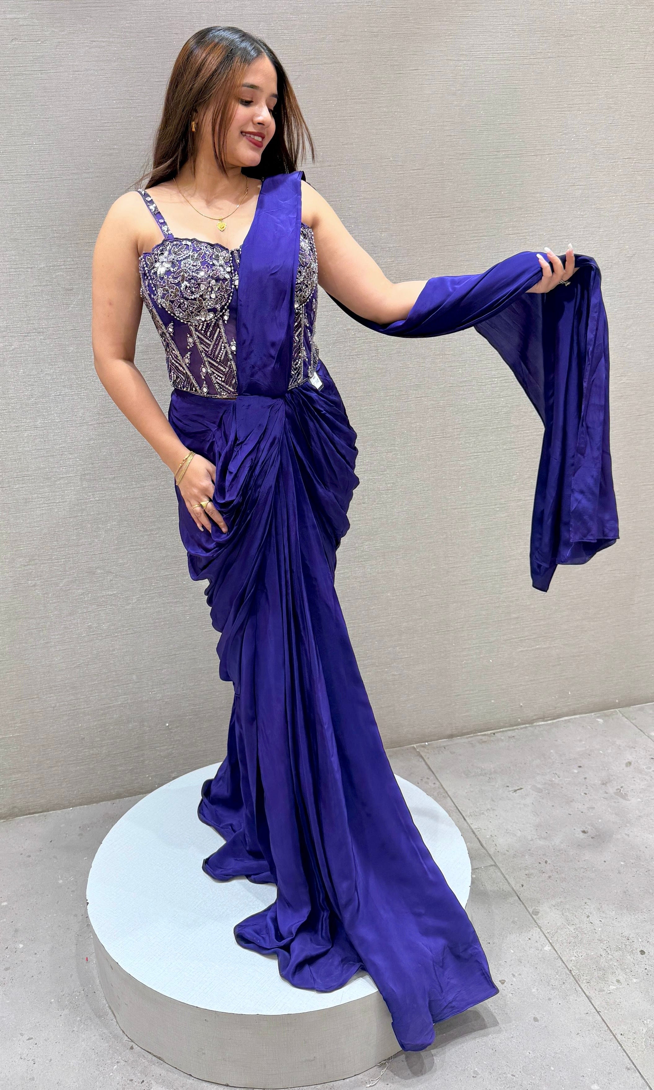 Purple one minute saree