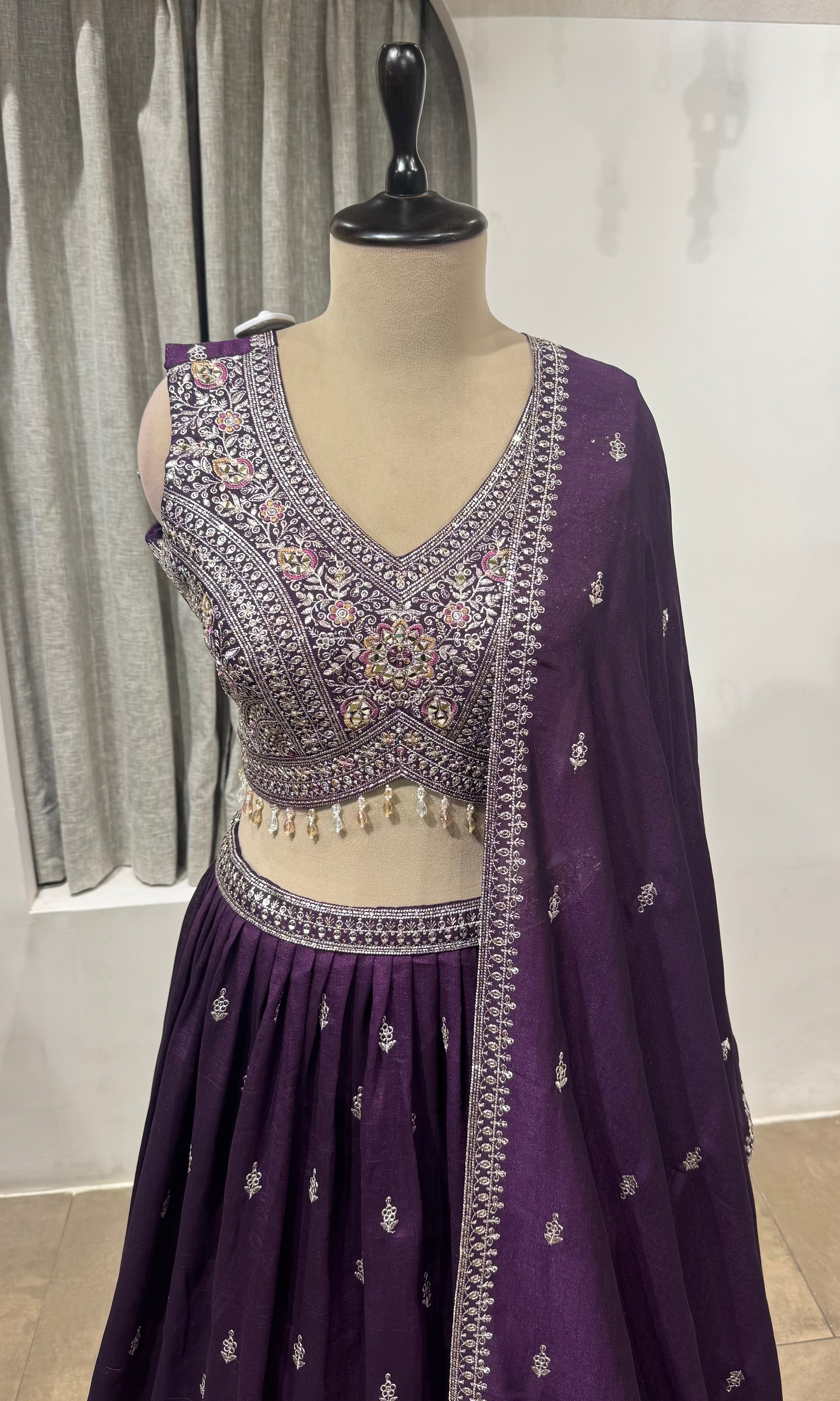 ROYAL WINE INTRICATE EMBROIDERED LEHENGA