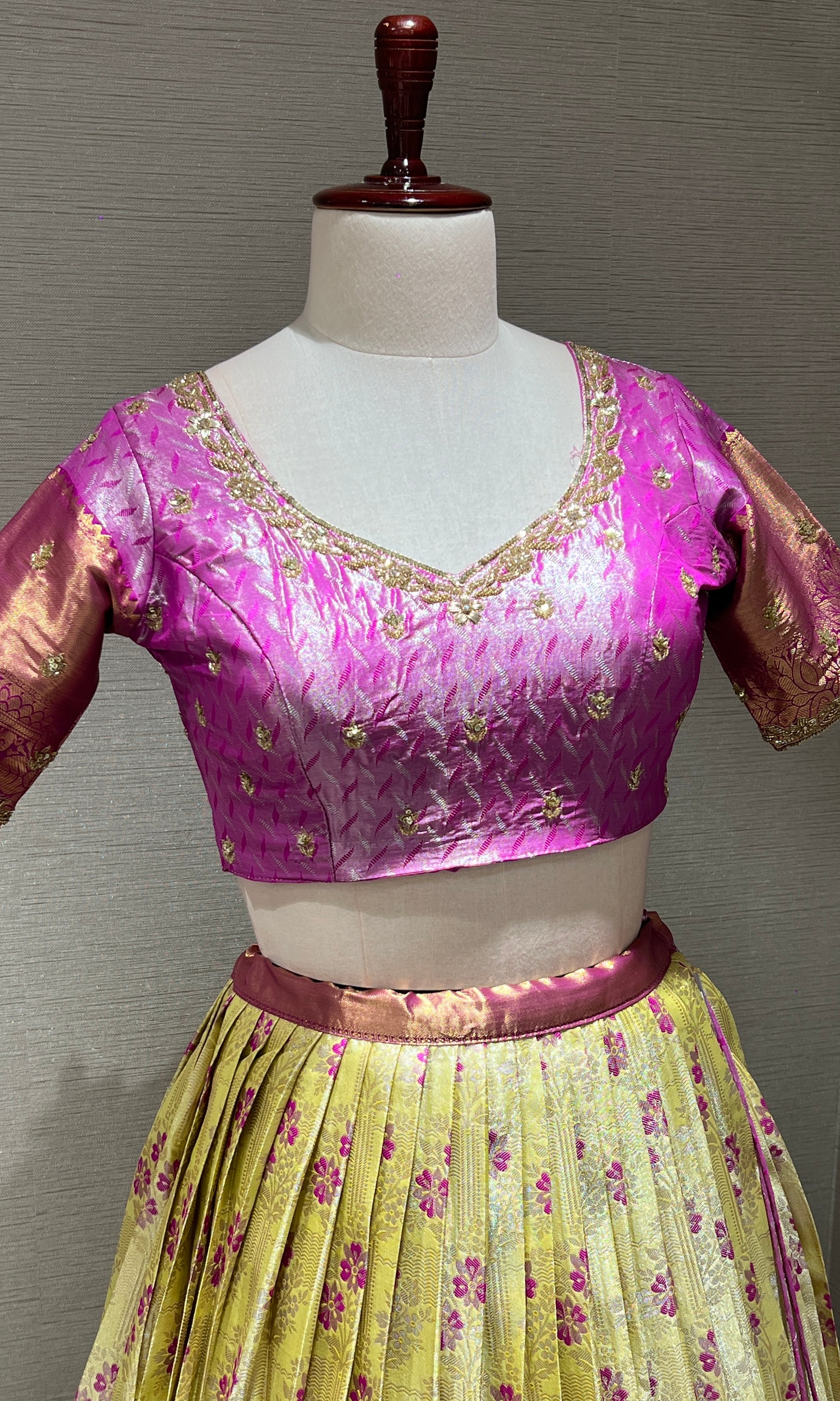 PINK Banarasi LEHENGA WITH Floral Weave