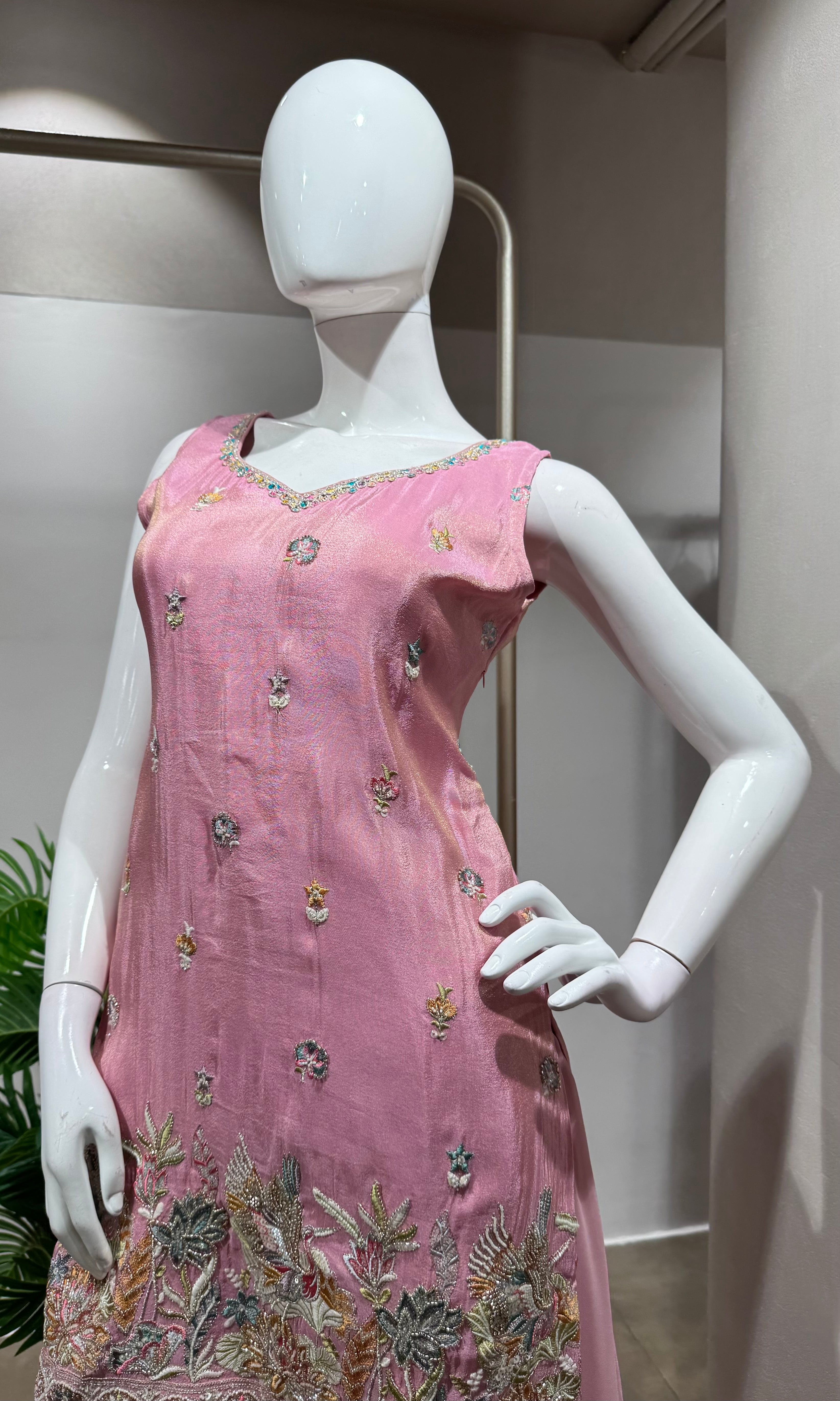 BABY PINK Georgette Sharara set
