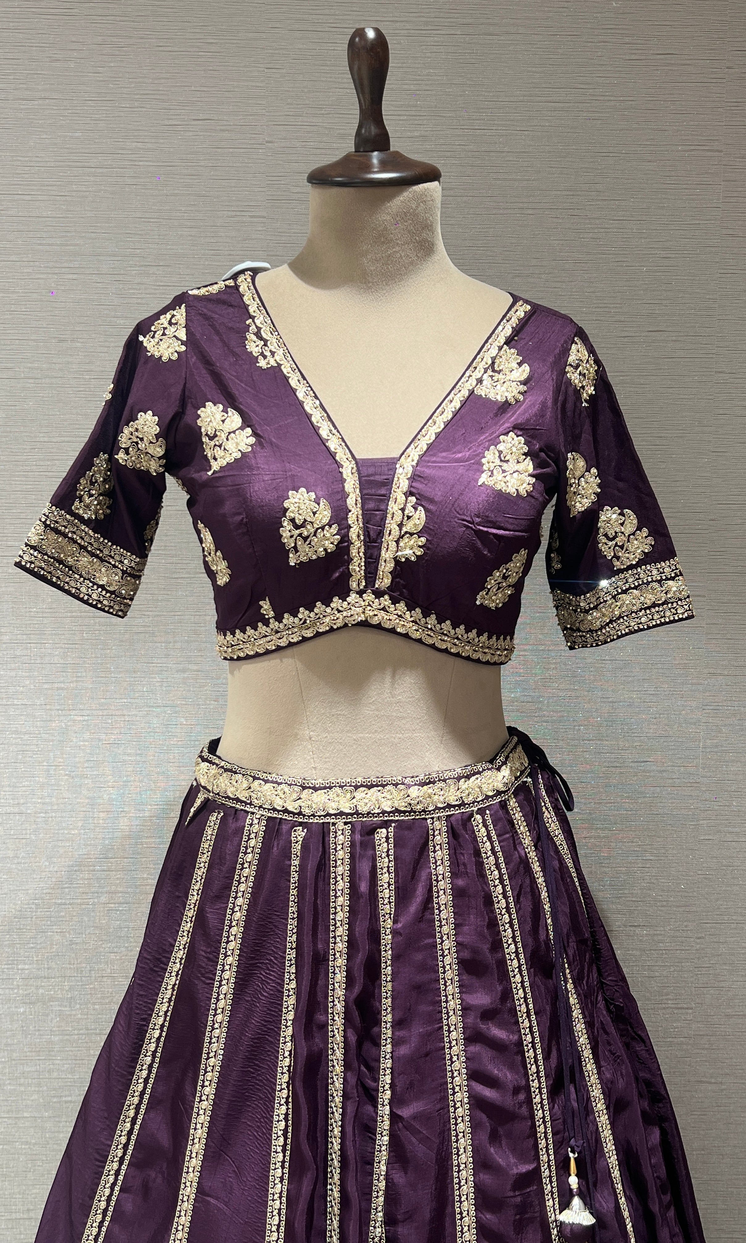 Wine Lehenga with Heavy Zari Embroidery