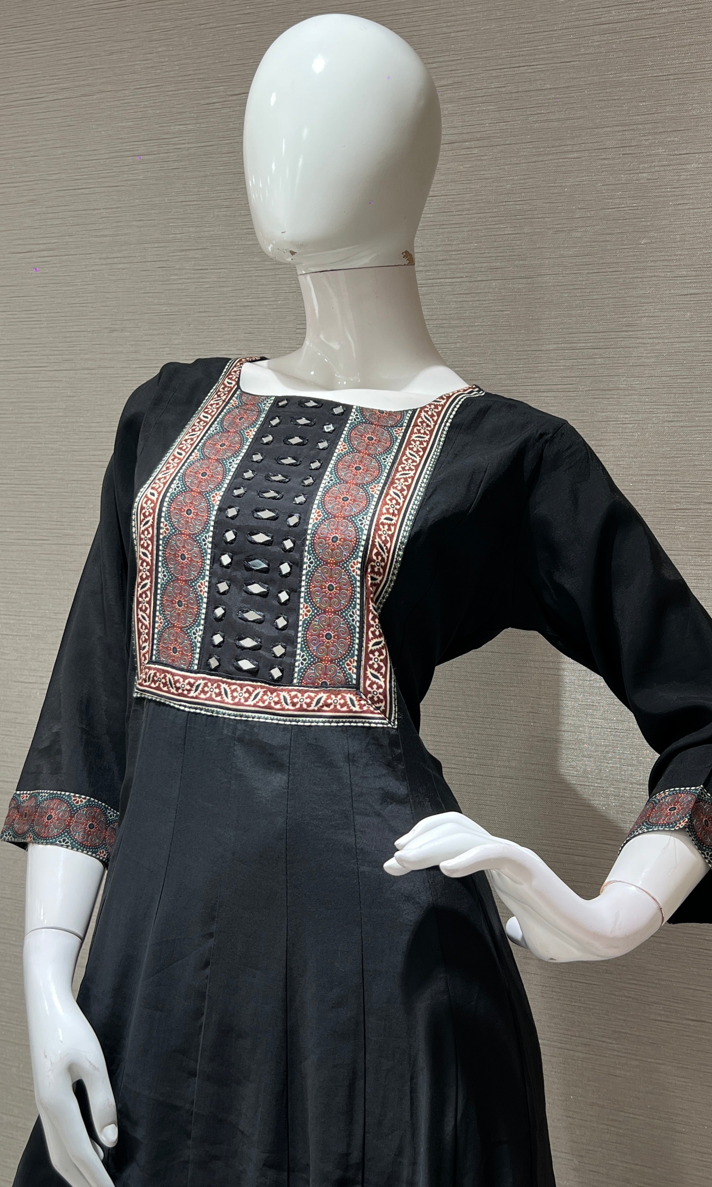 Black Kurta Set with Printed Dupatta