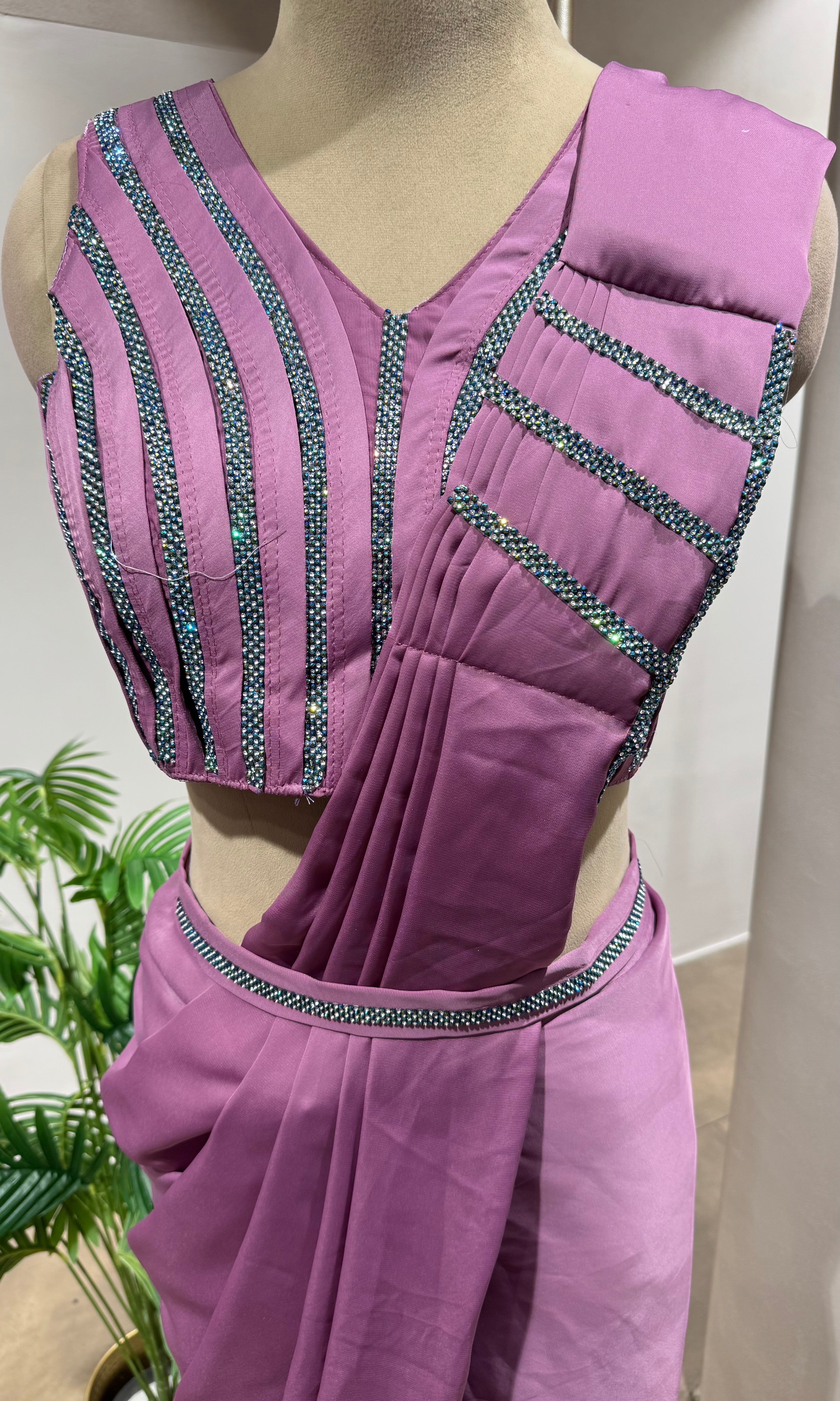 LILAC Drape Saree WITH EMBELLISHED BLOUSE