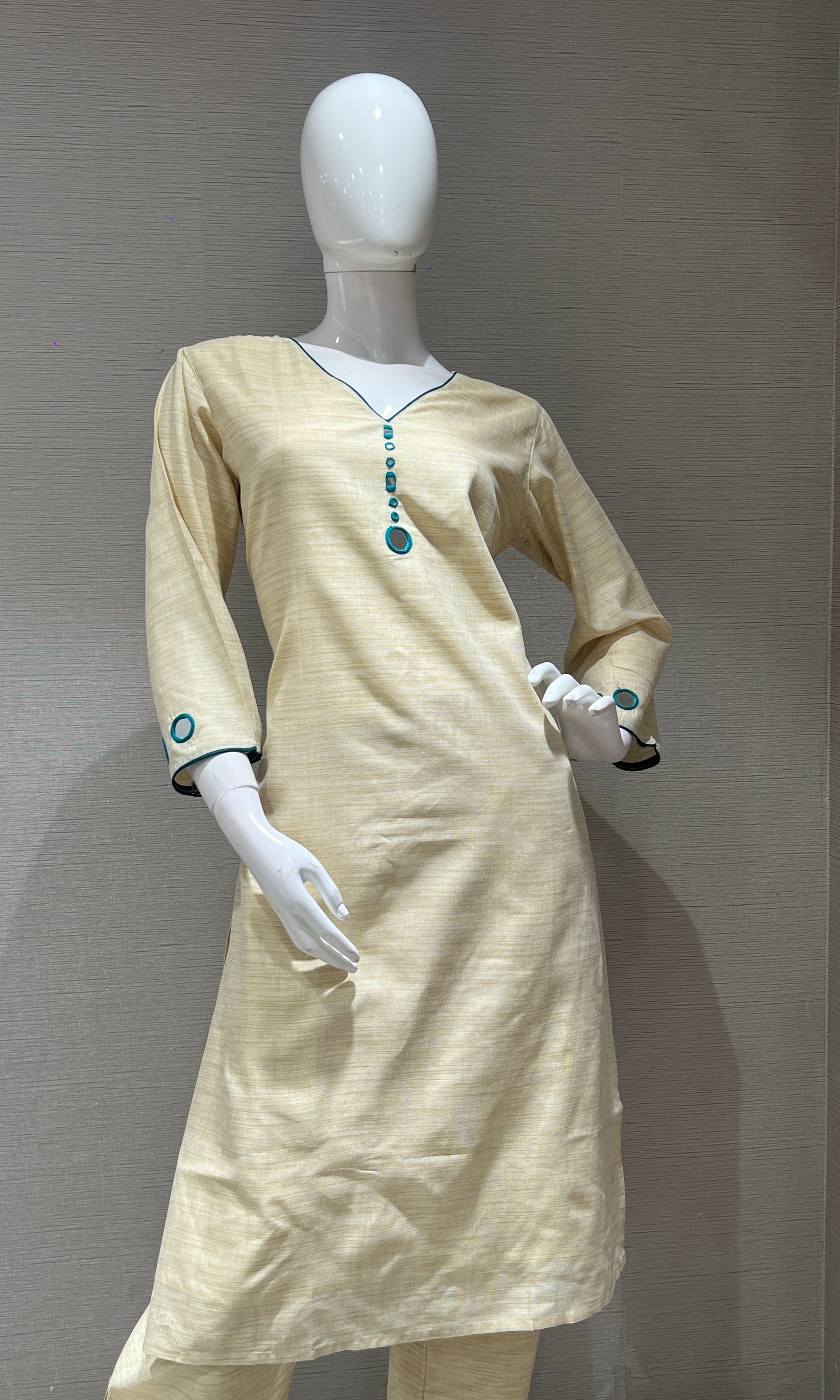 Cream KURTA SET WITH DUPATTA