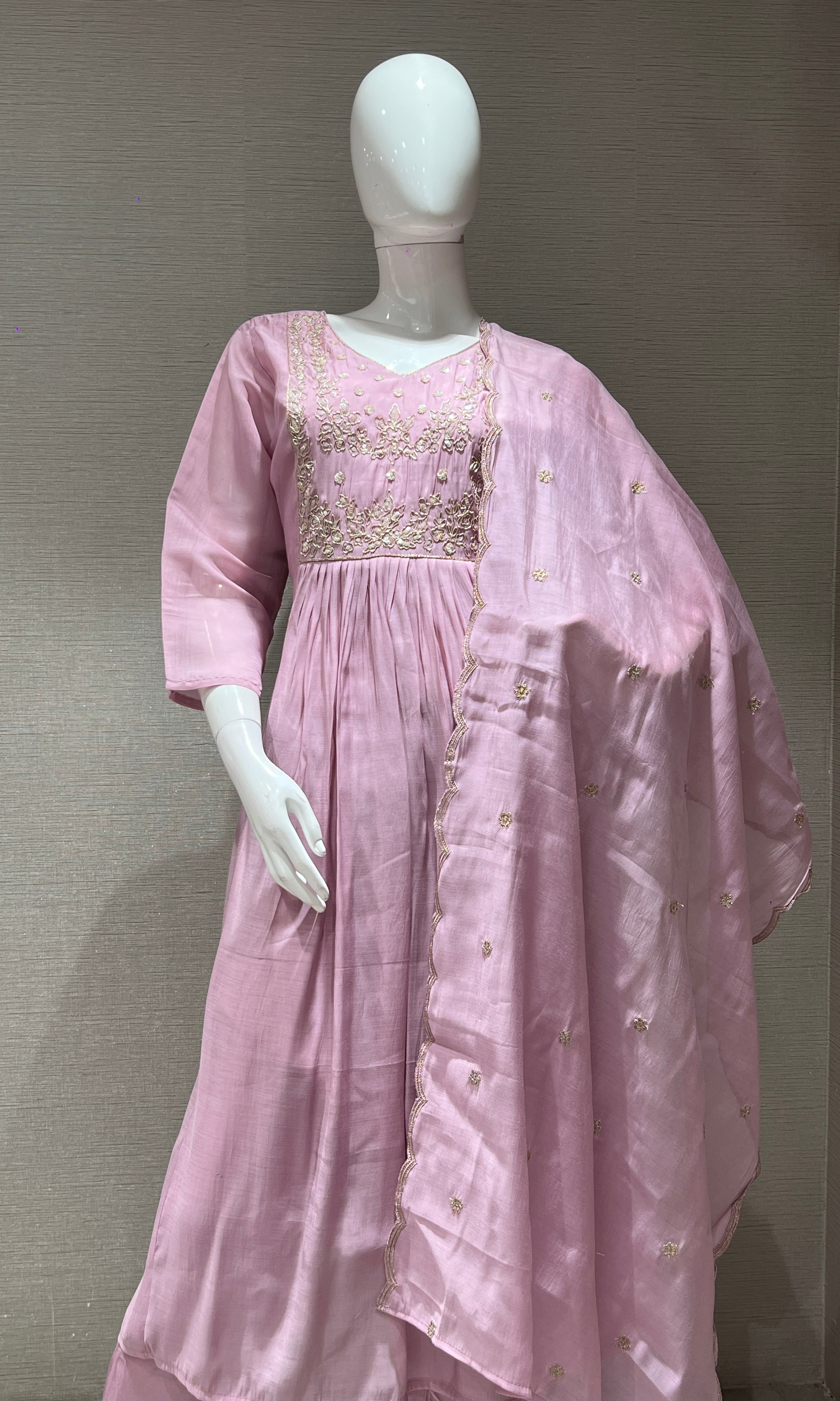 Onion pink MUL CHANDERI kurta set