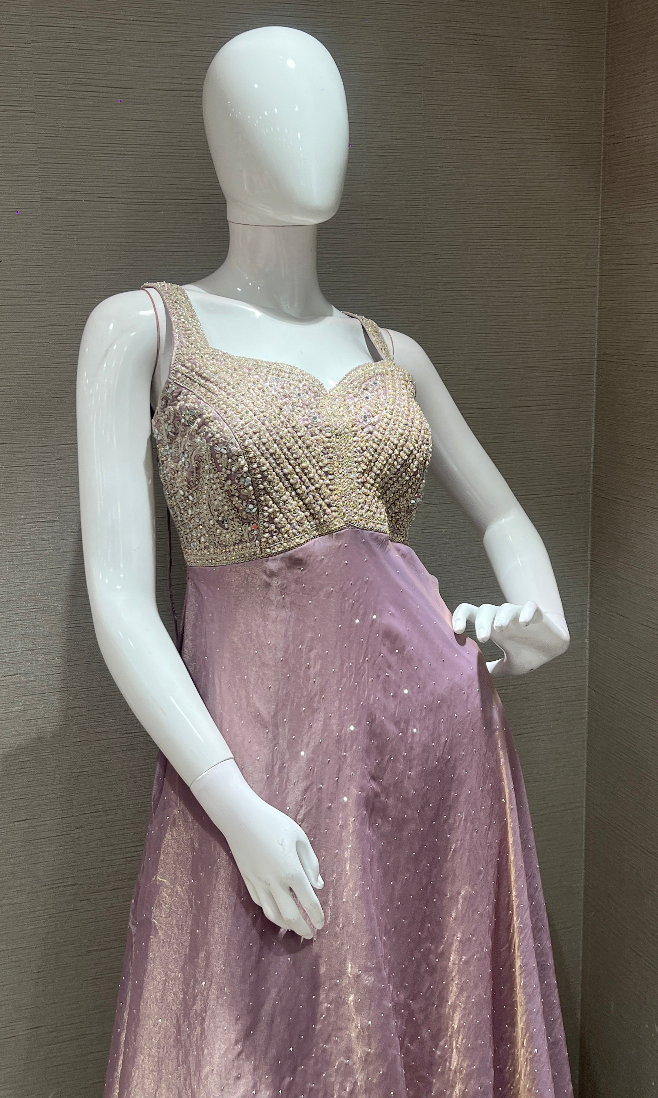Lilac EMBROIDERED Anarkali WITH PALAZZO PANTS