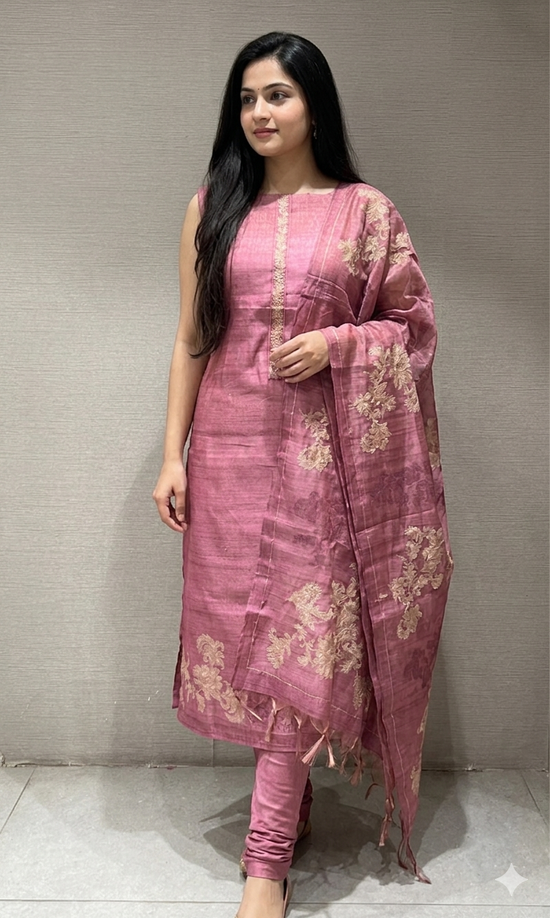 Onion pink dress material