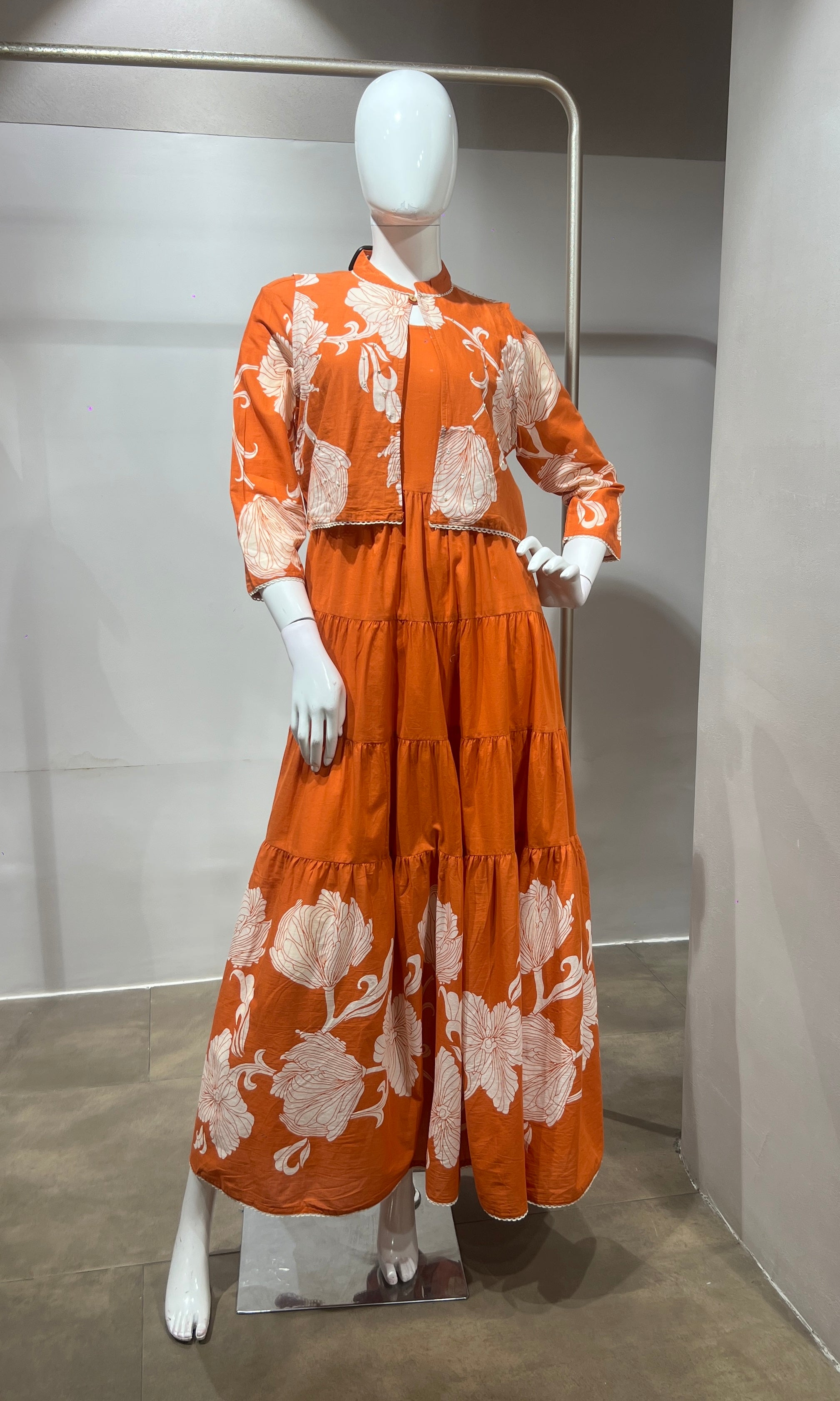 Rust Floral Frock with Jacket