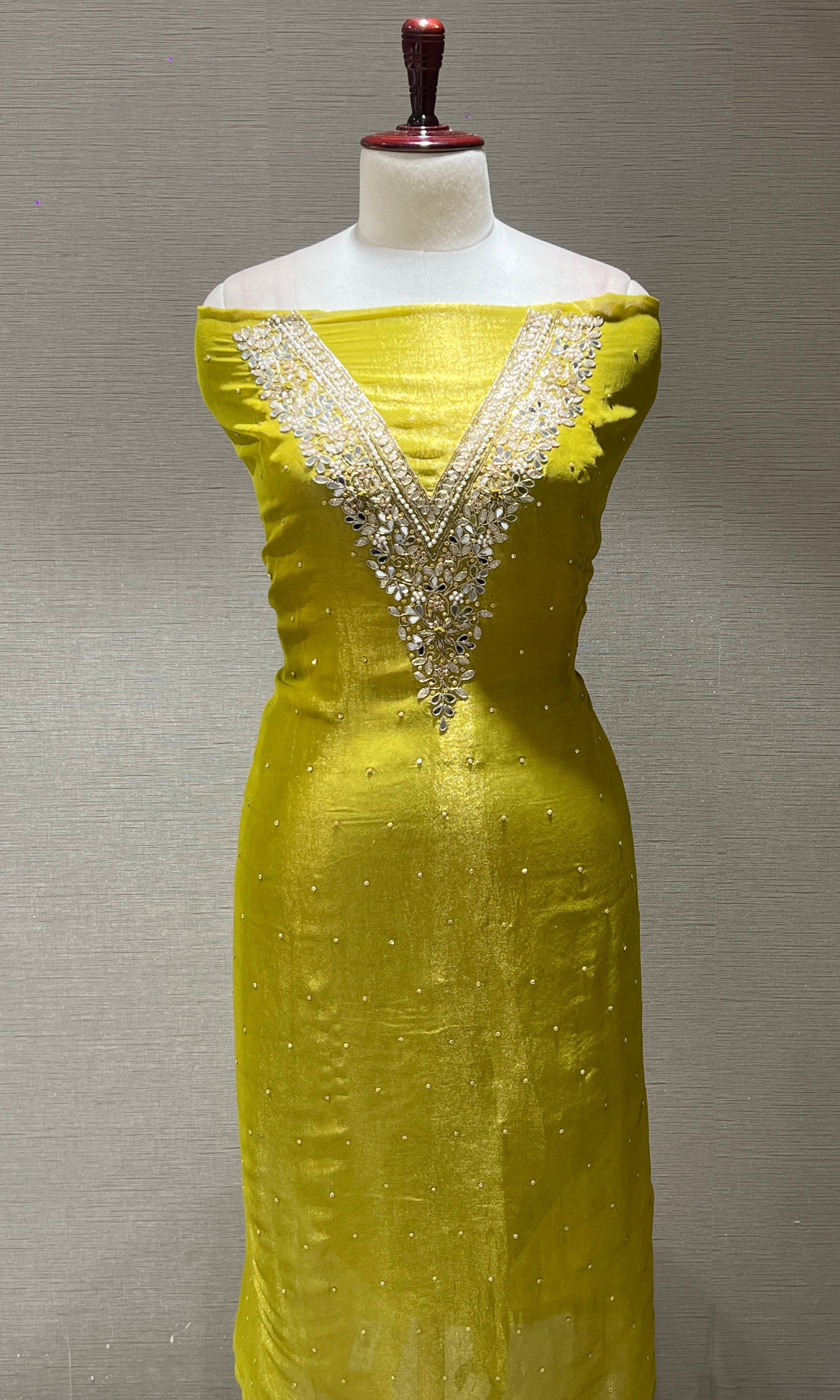 Mehandi Green Party Wear Dress Material