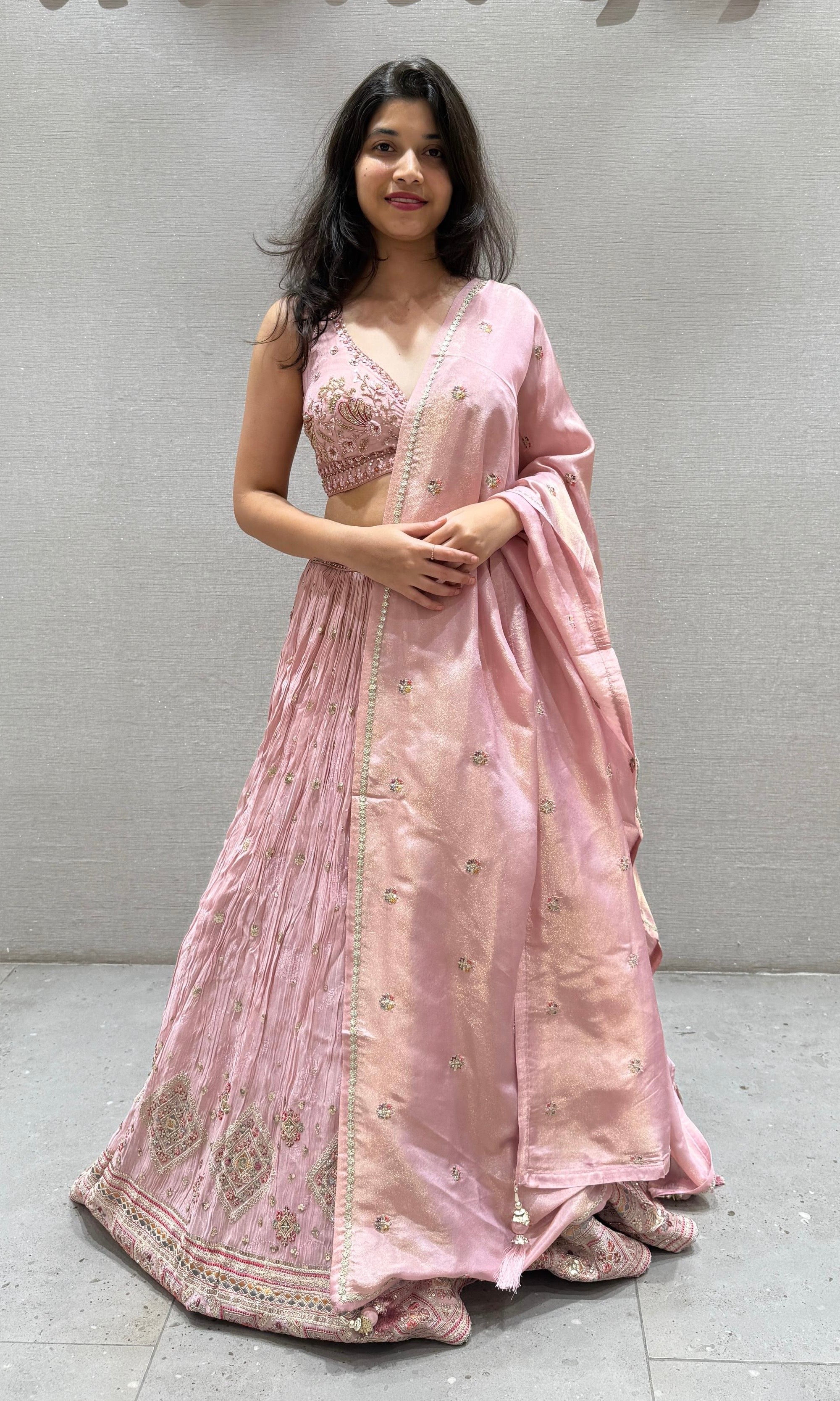 Blush Pink embroidered Lehenga