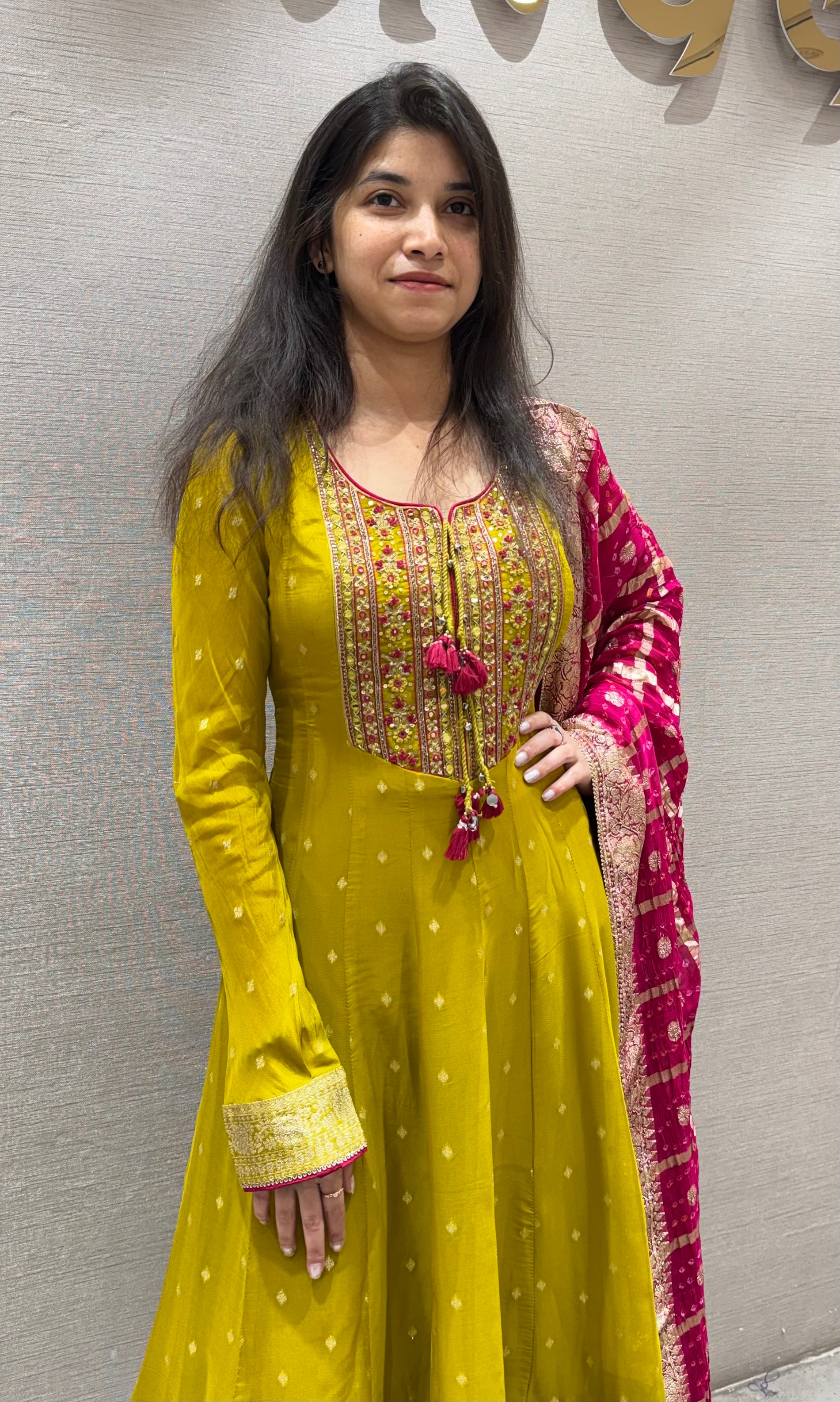 Mehandi green ANARKALI WITH PALAZZO PANTS