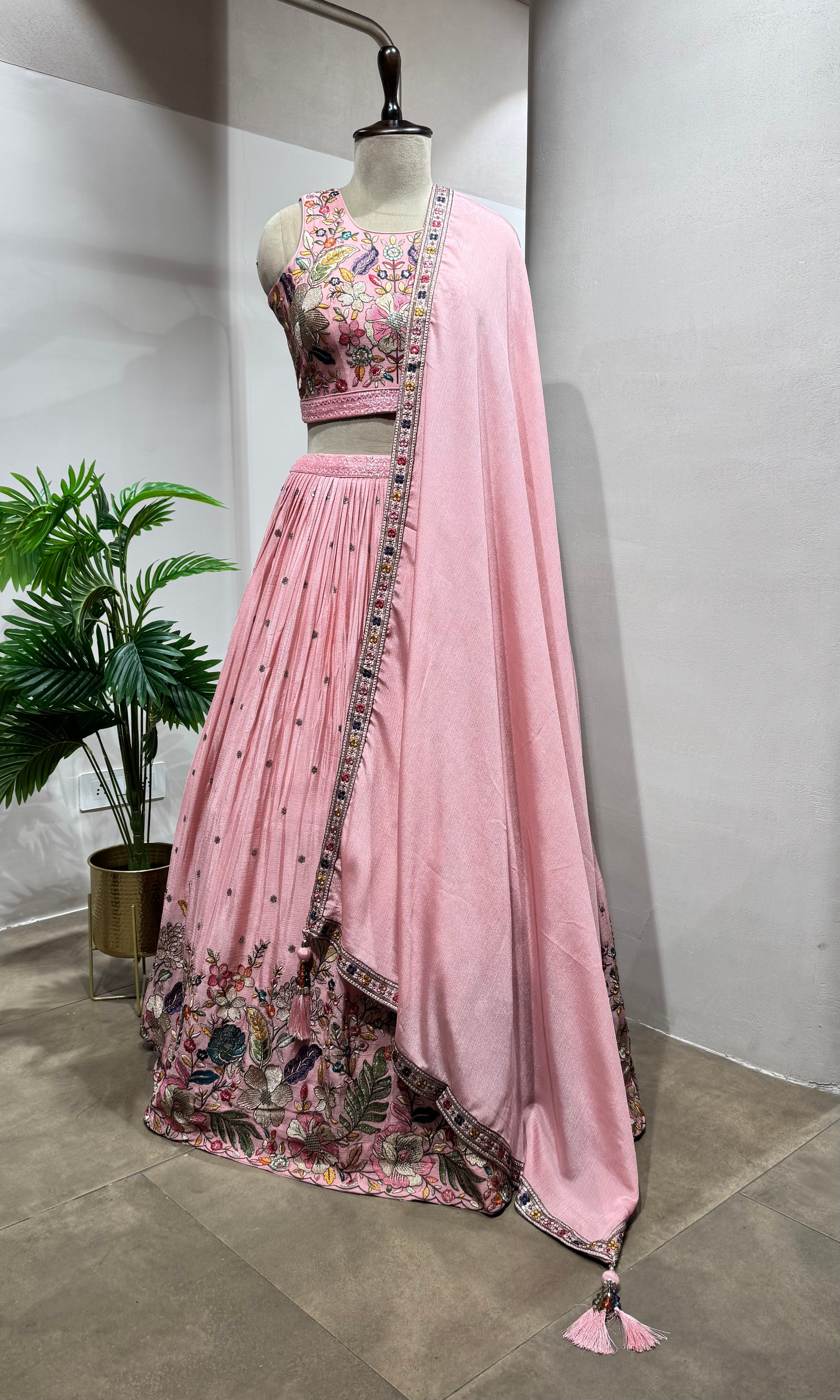 Blush Pink Lehenga Set with Embroidered BLOUSE