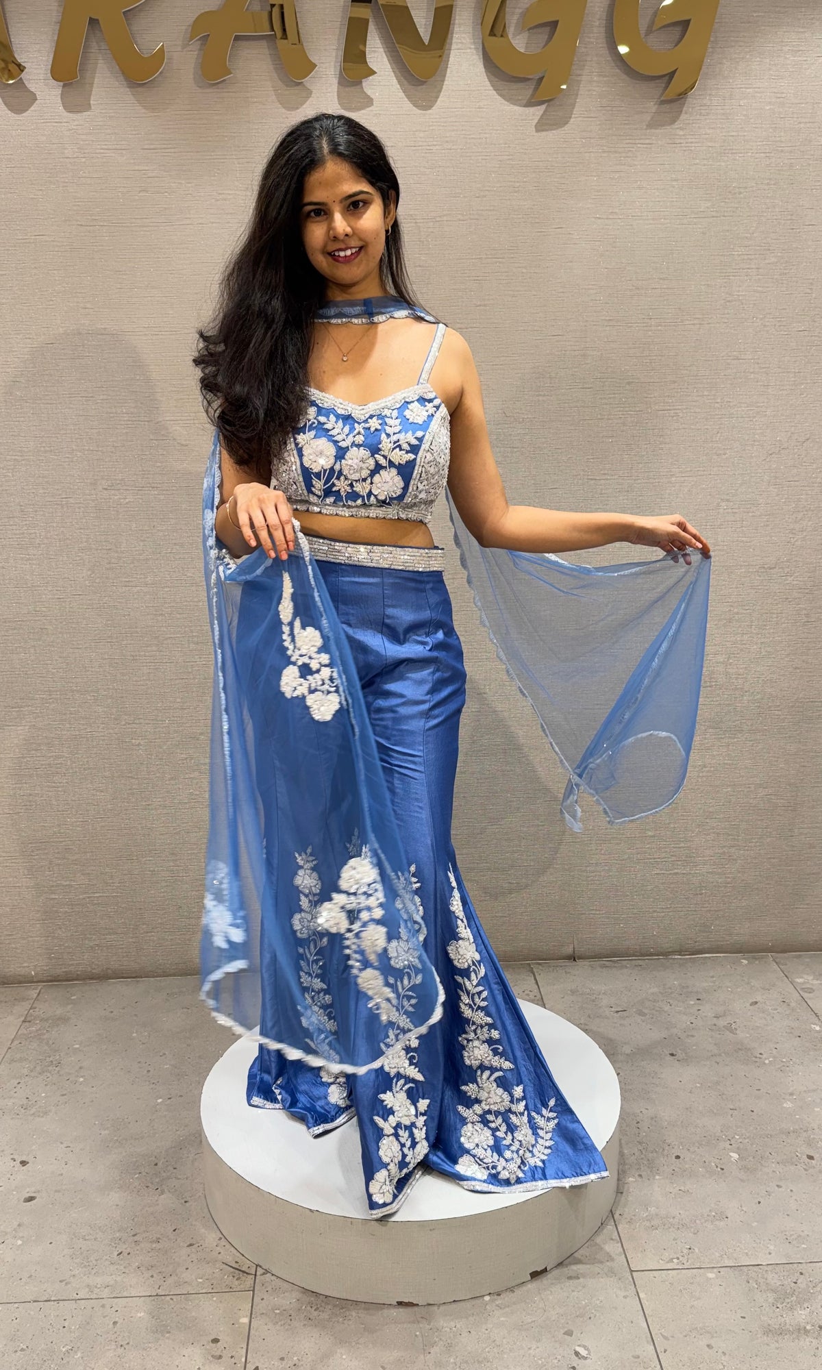 Blue Floral Peplum Palazzo set