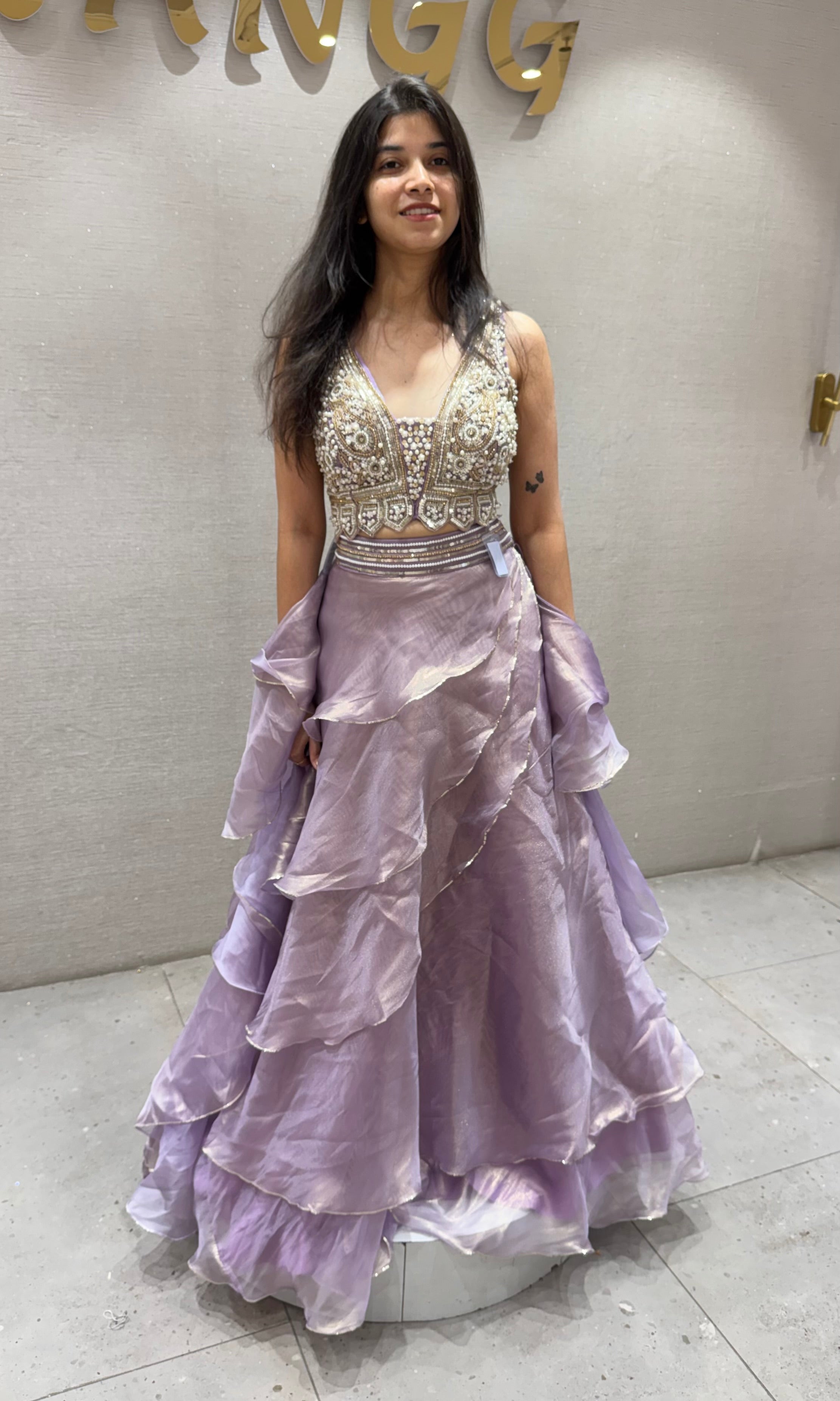 LILAC ruffled lehenga set WITH ELEGANT BLOUSE