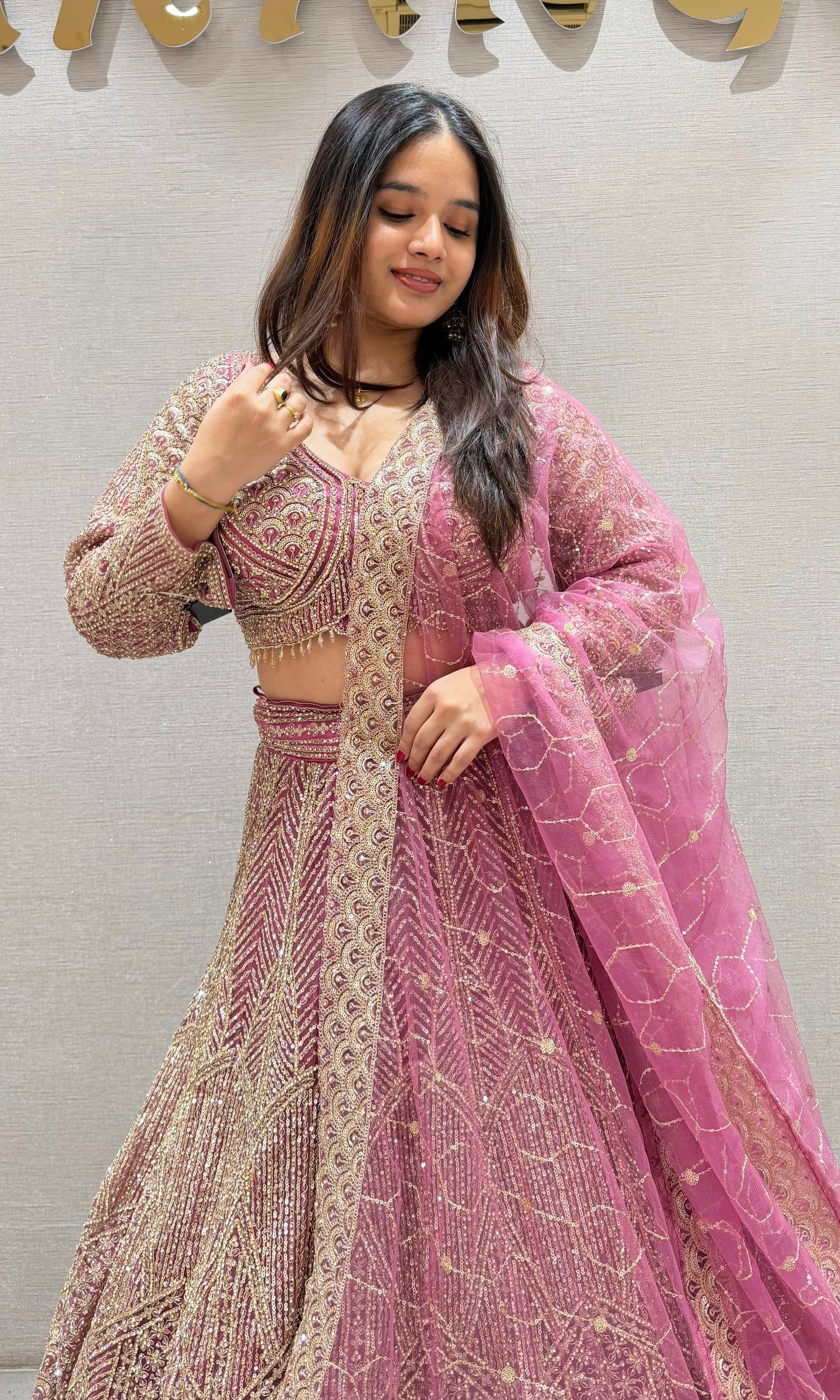 GAJARI HEAVY GOLDEN EMBROIDERED Lehenga