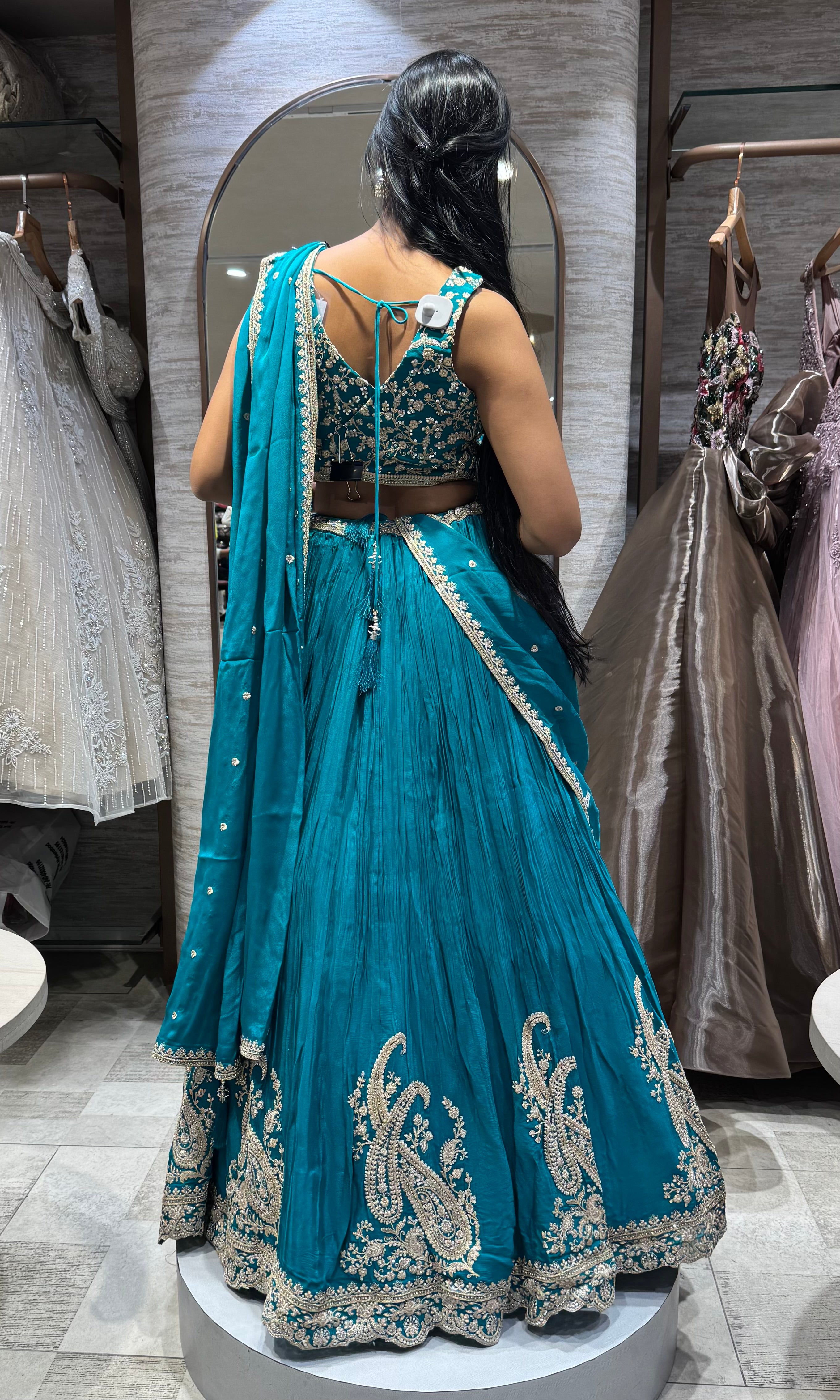 RAMA BLUE Silk Embroidered Lehenga SET
