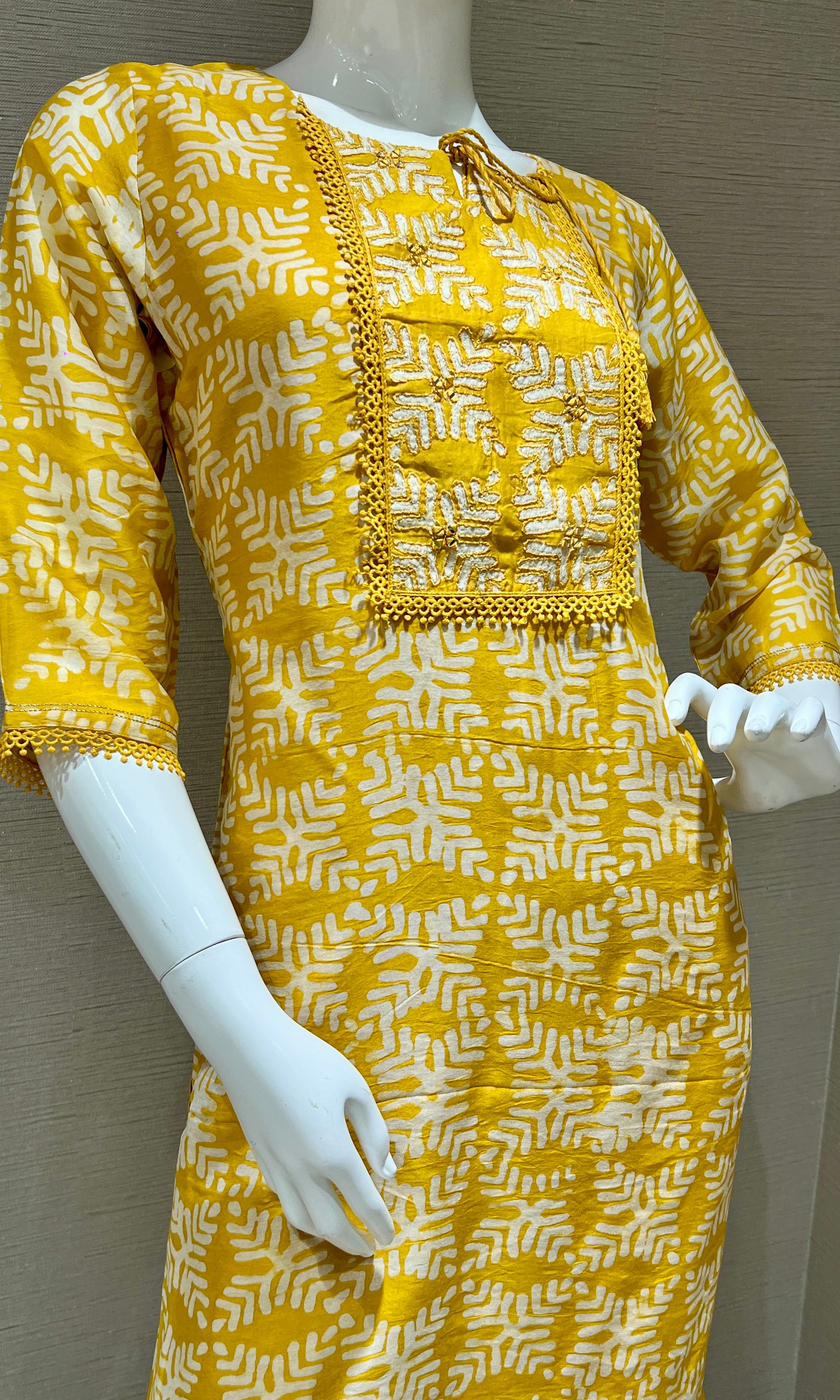 Yellow Printed Kurta Set with Dupatta