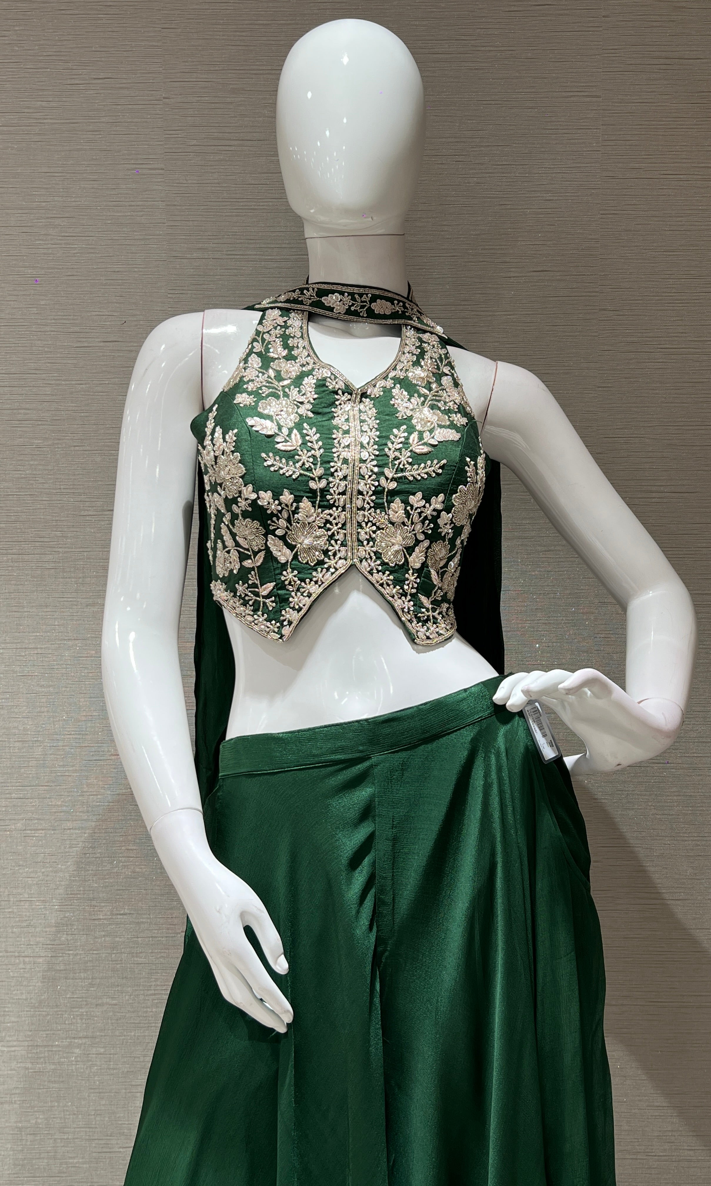 Green and Gold Halter Neck Palazzo set