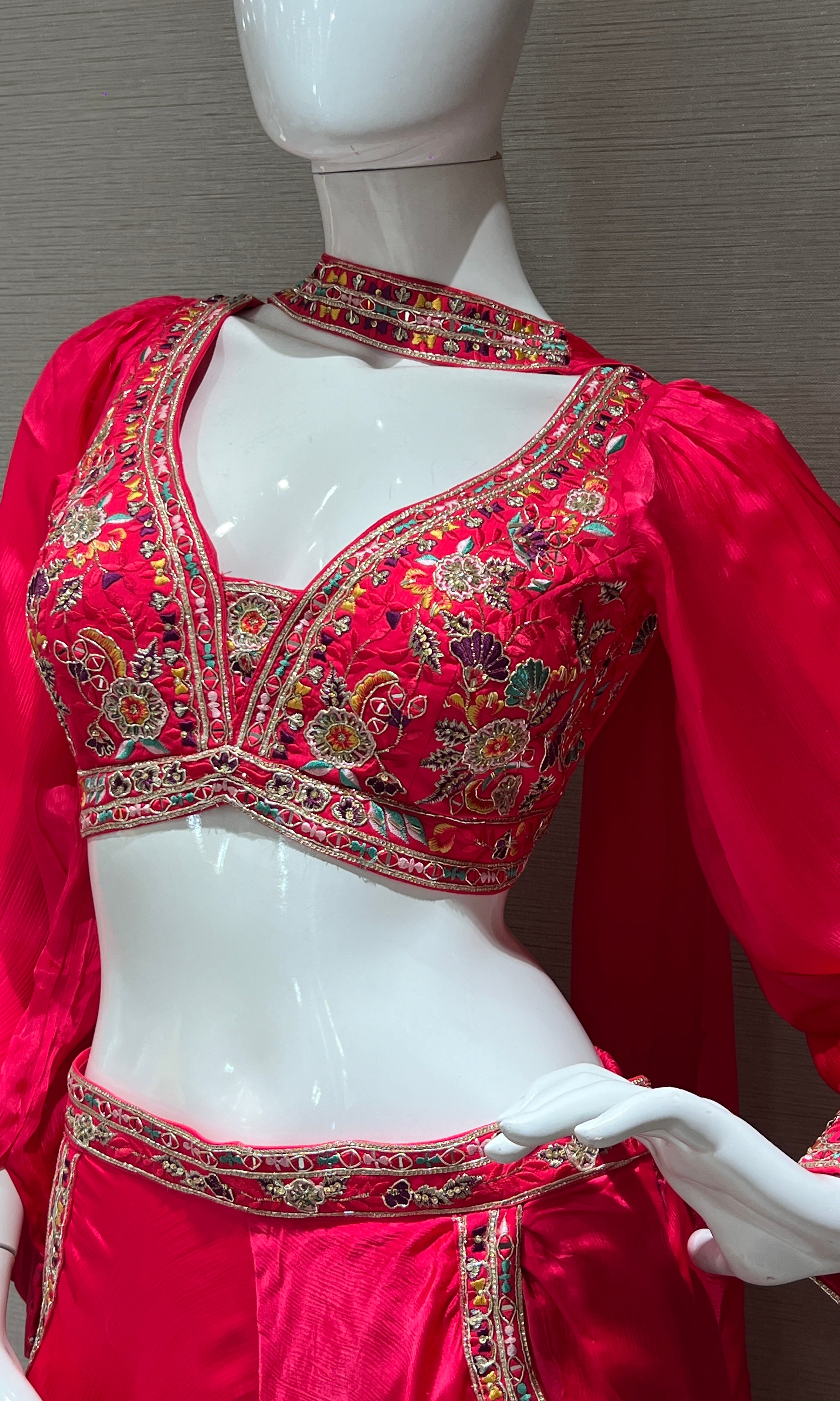 Pink palazzo with crop top