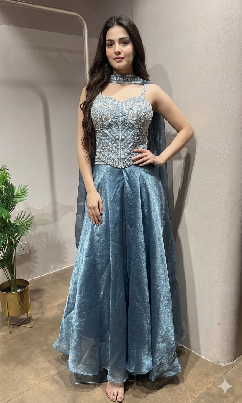 SEA Blue Shimmering Palazzo Set