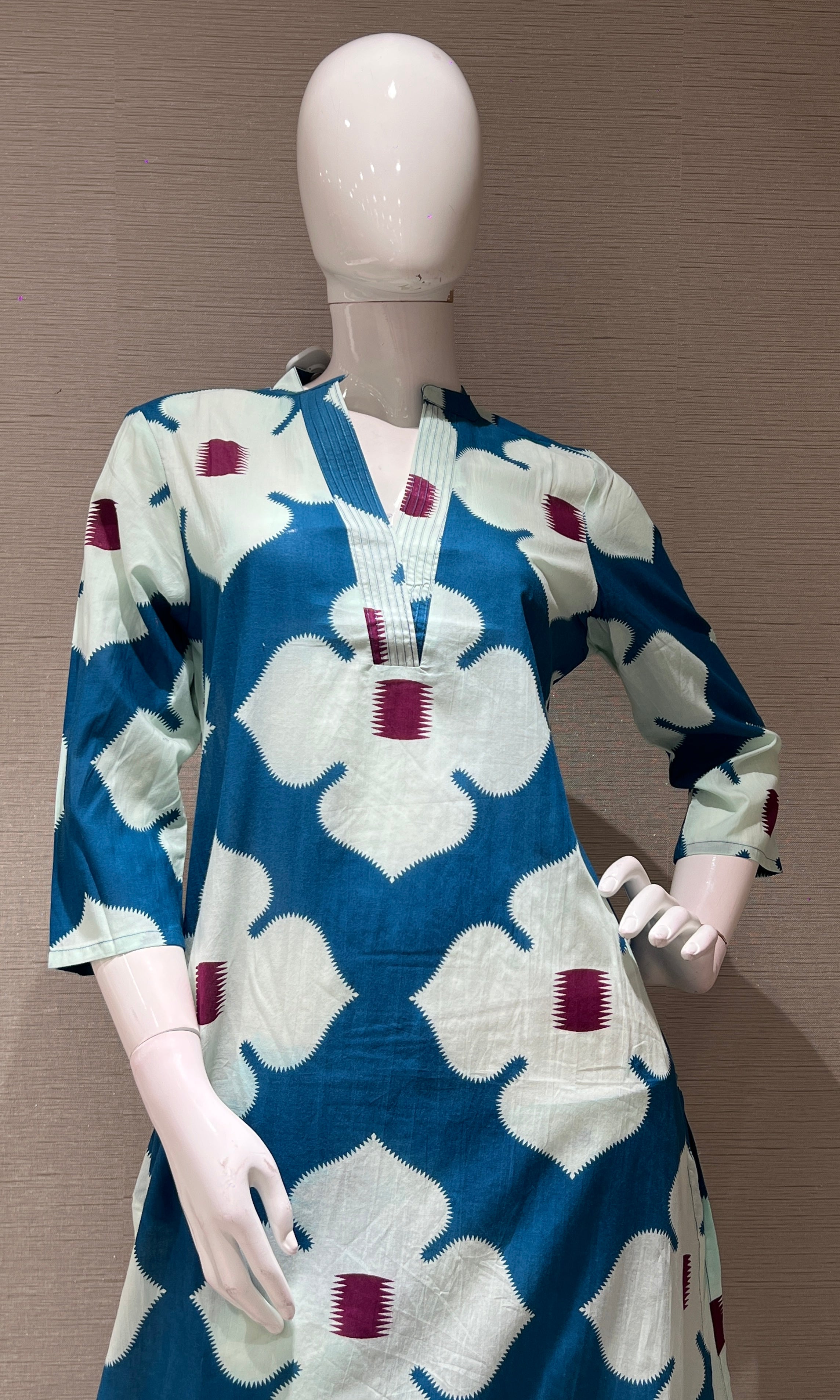LIGHT Blue FLORAL PRINTED KURTI WITH BOTTOM
