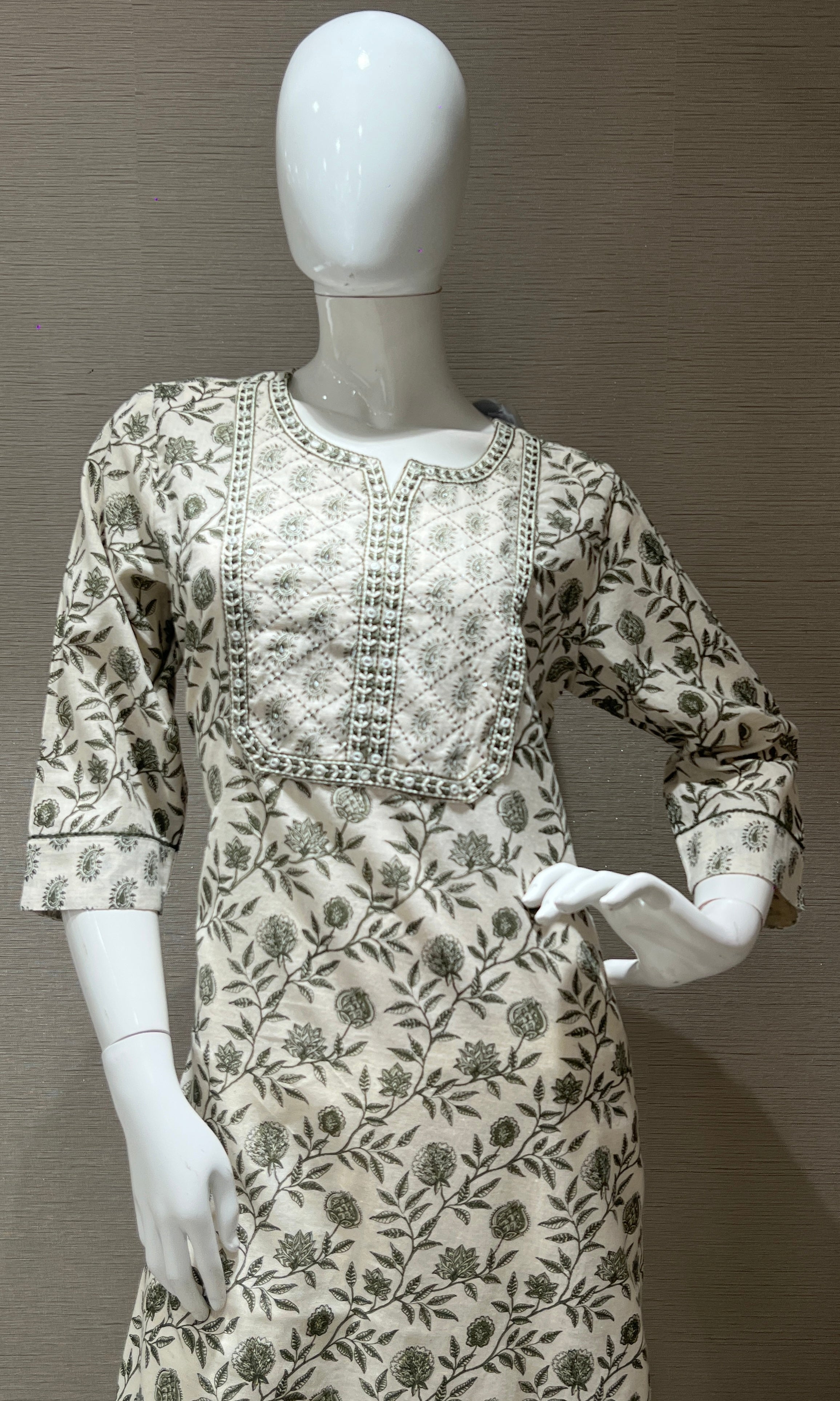 Mehandi green Floral Printed Kurti top