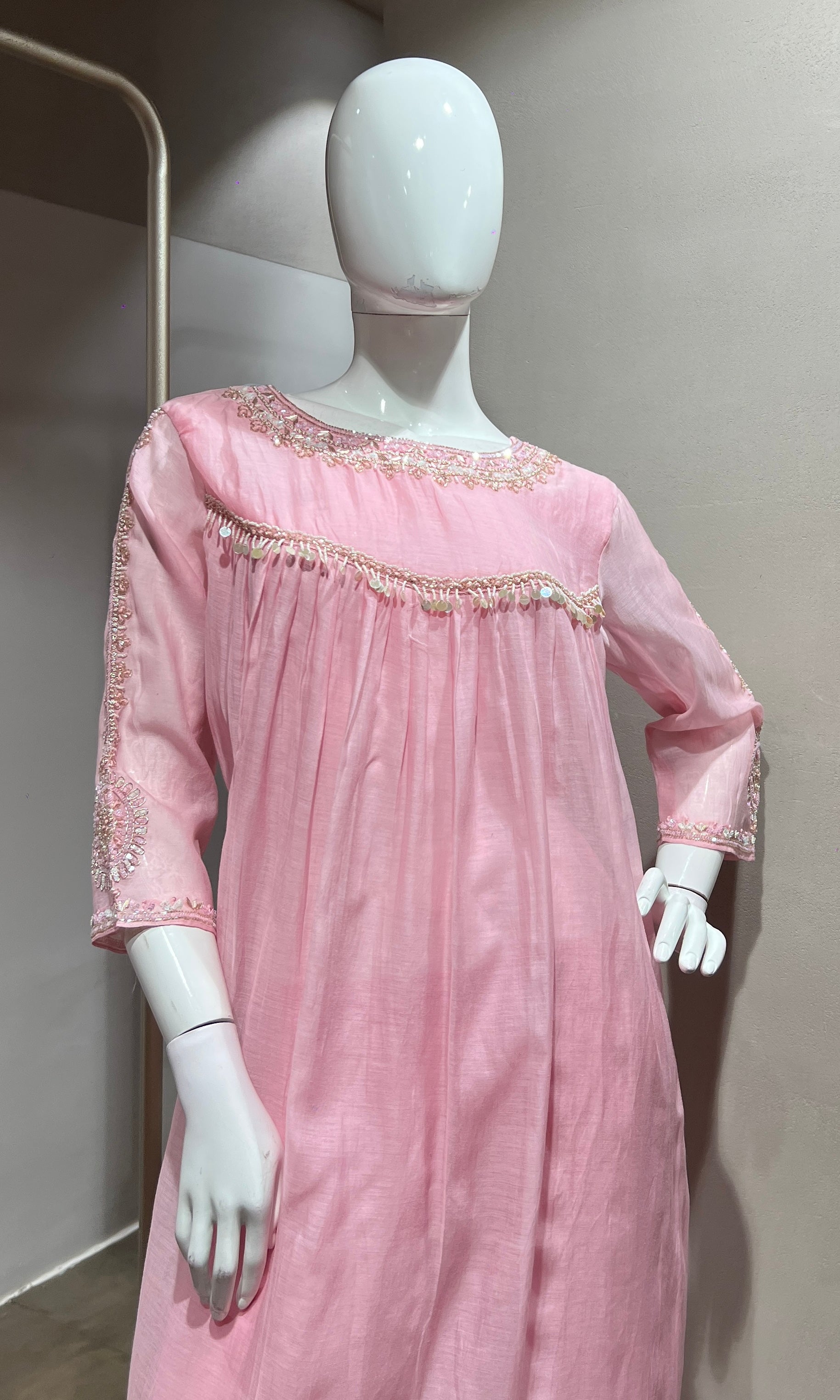 Pink Embroidered Kurta Set with Dupatta