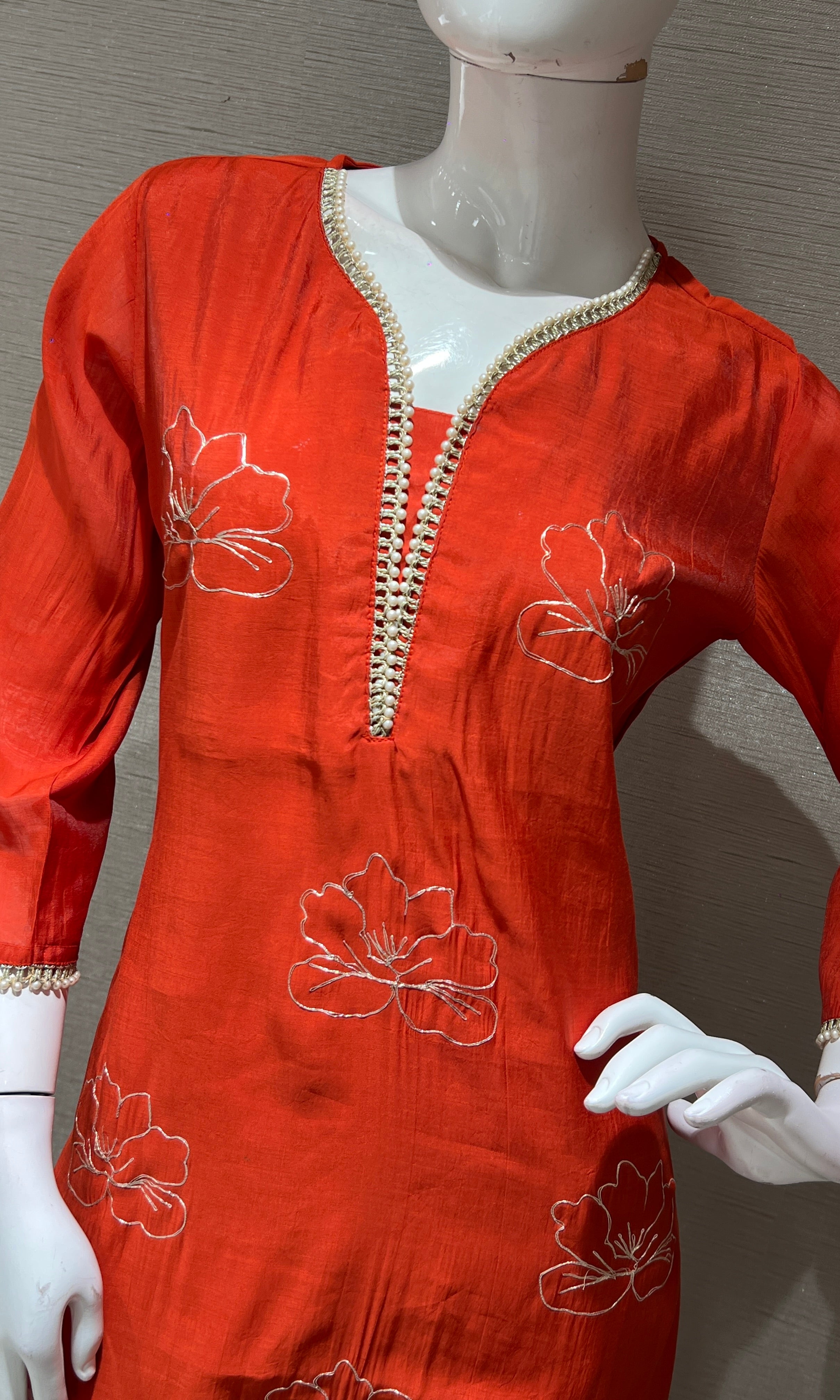 Rust KURTA SET WITH PALAZZO PANTS