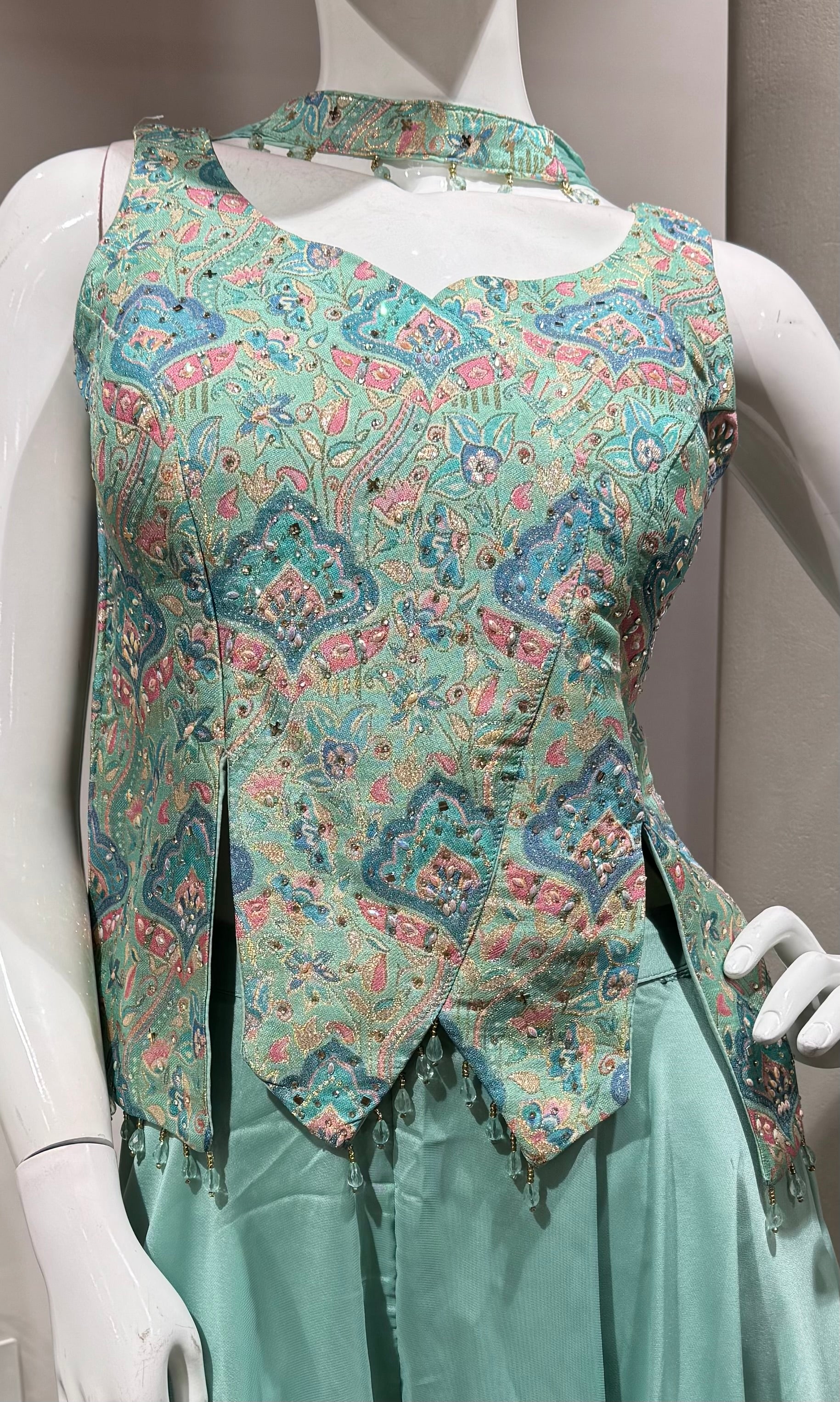 Sea Green Organza Peplum PALAZZO SET